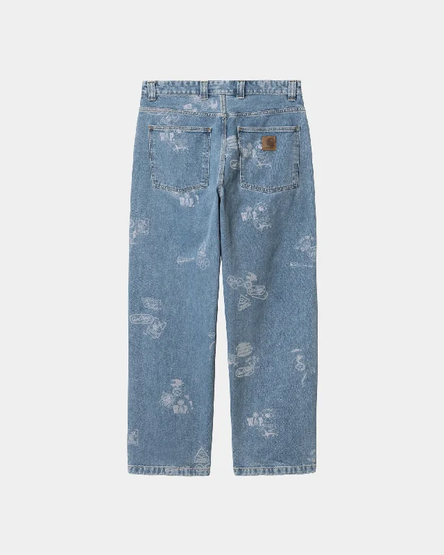 Stamp Print Pant | Blue (bleached)