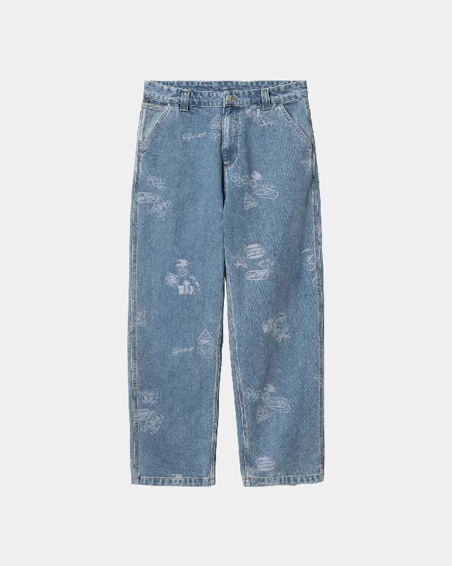 Stamp Print Pant | Blue (bleached)