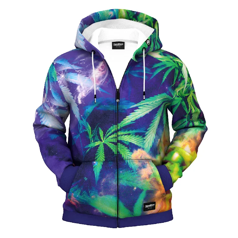 Stoner Galaxy Zip Up Hoodie - M