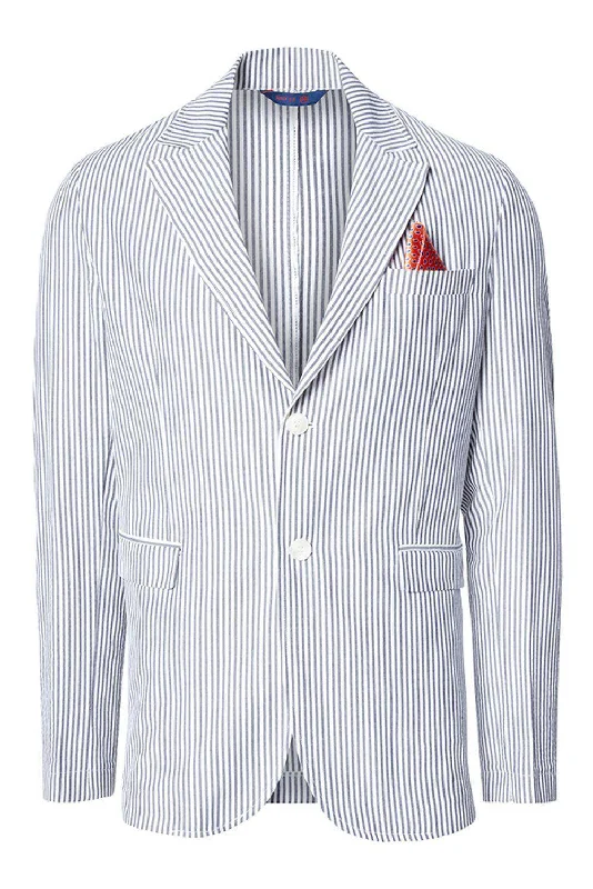 Summer Striped Blazer - Dark Navy