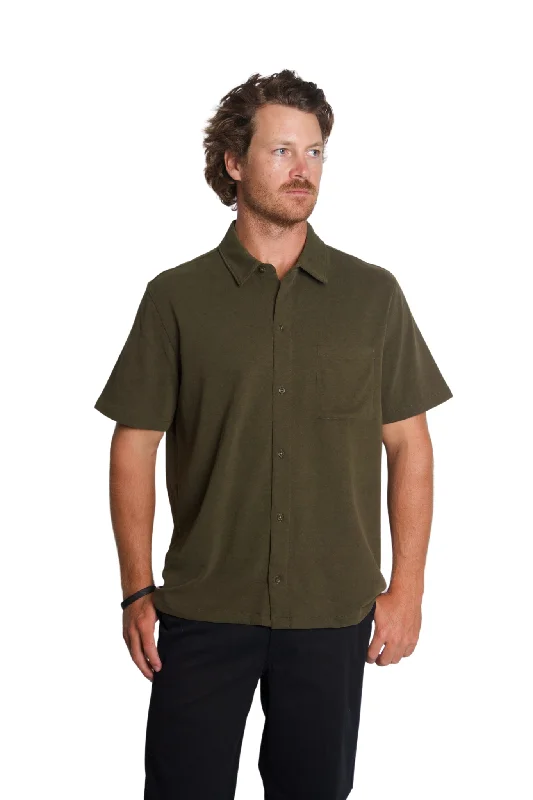 Sueded Jersey S/S Button Down