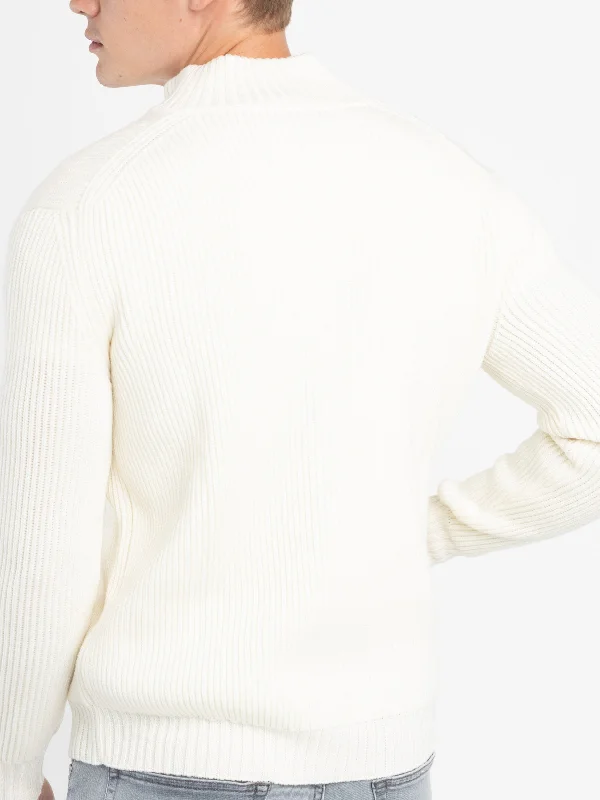 White Fisherman Ribbed Cardigan