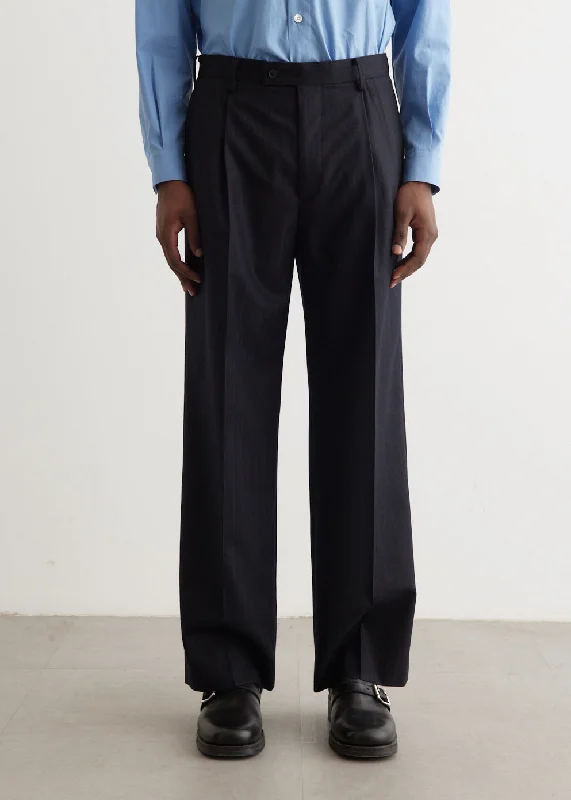 Wool Fulling Flannel Stripe Slacks