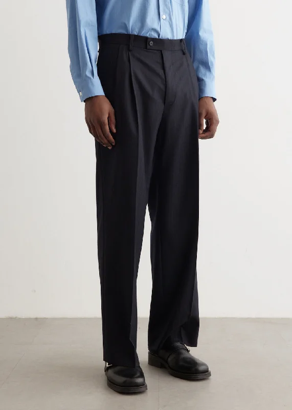 Wool Fulling Flannel Stripe Slacks