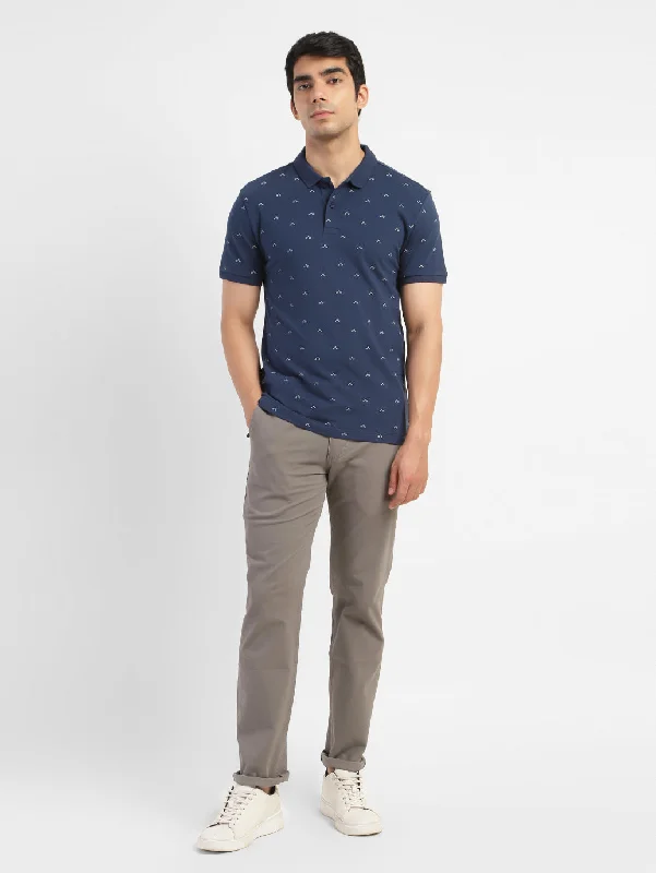 Men's Geometric Print Polo T-shirt Navy