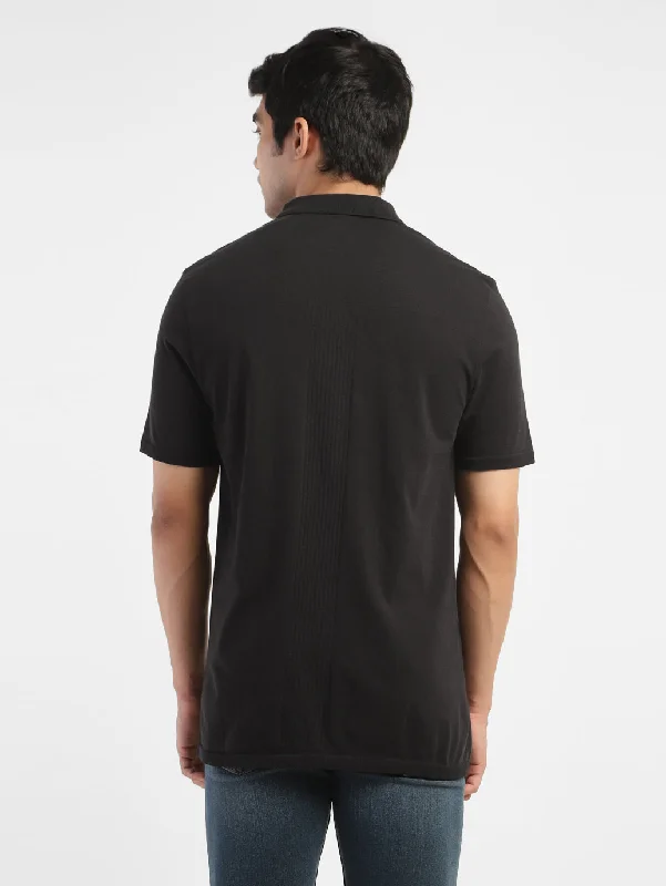 Men's Solid Polo T-shirt Black