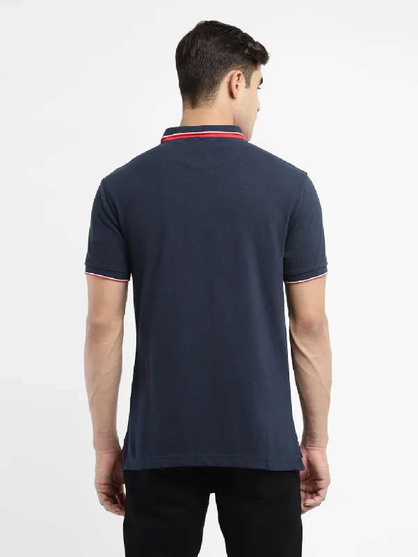 Men's Solid Polo T-shirt Navy