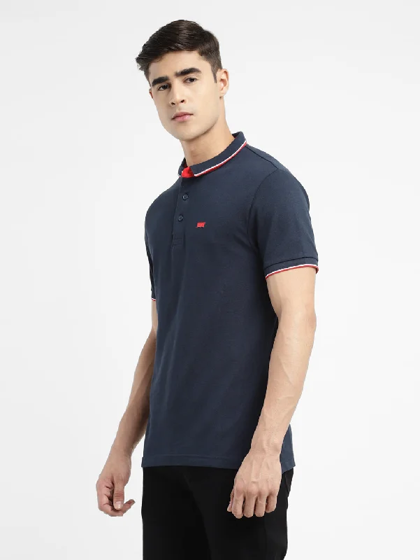 Men's Solid Polo T-shirt Navy