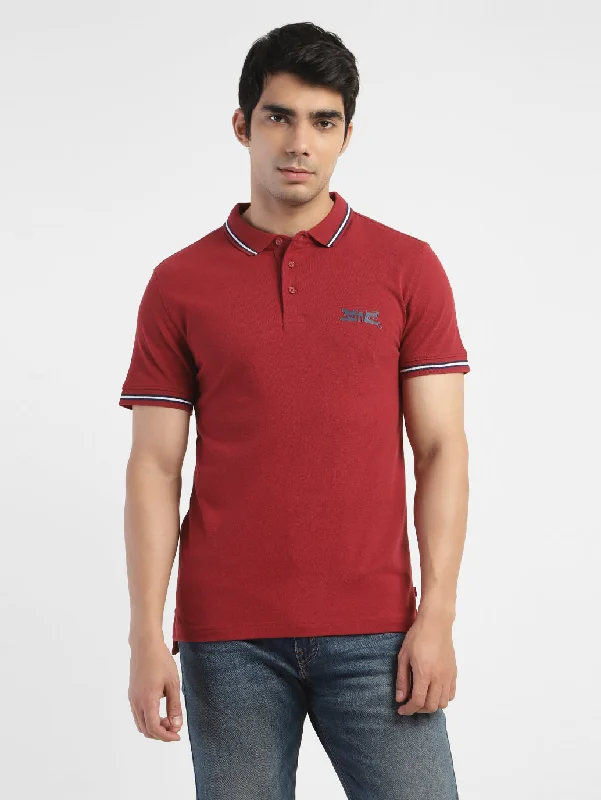 Men's Solid Polo T-shirt Red