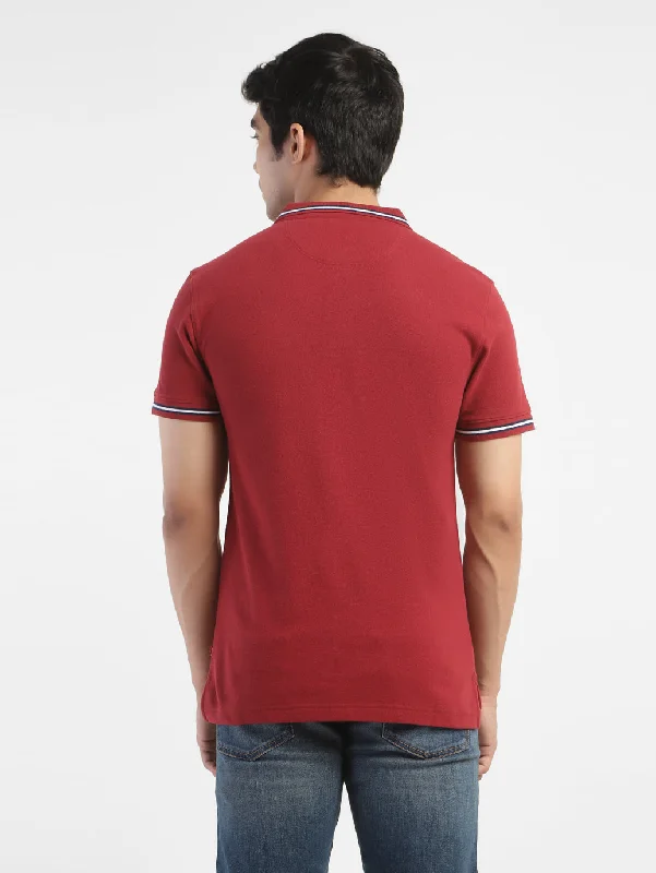 Men's Solid Polo T-shirt Red