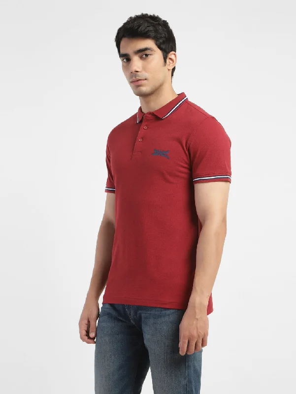 Men's Solid Polo T-shirt Red