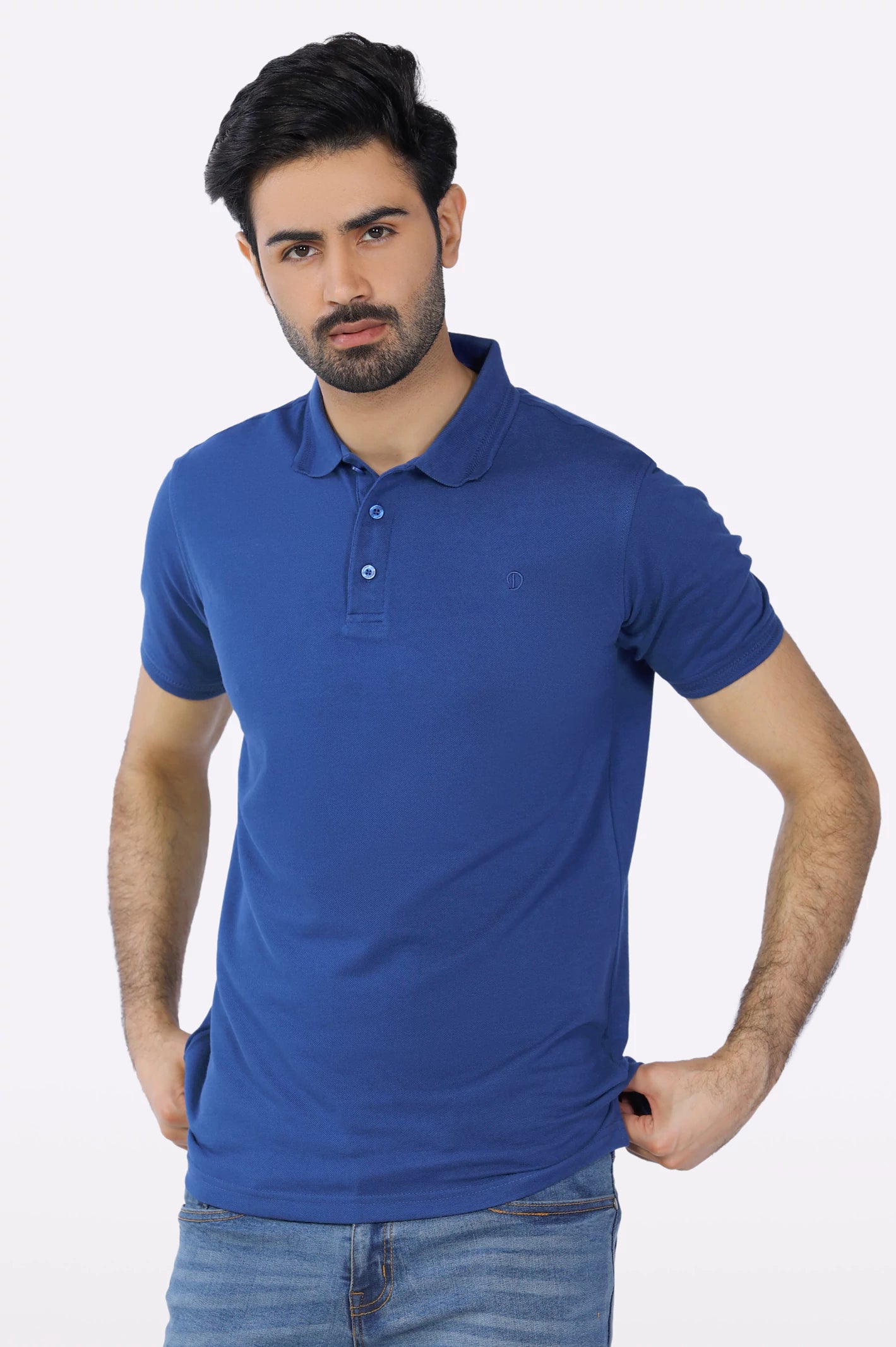 Royal Blue Jacquard Collar Polo