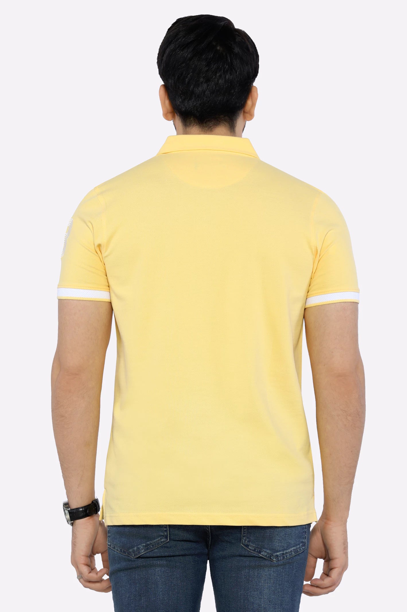 Yellow Jacquard Collar Polo