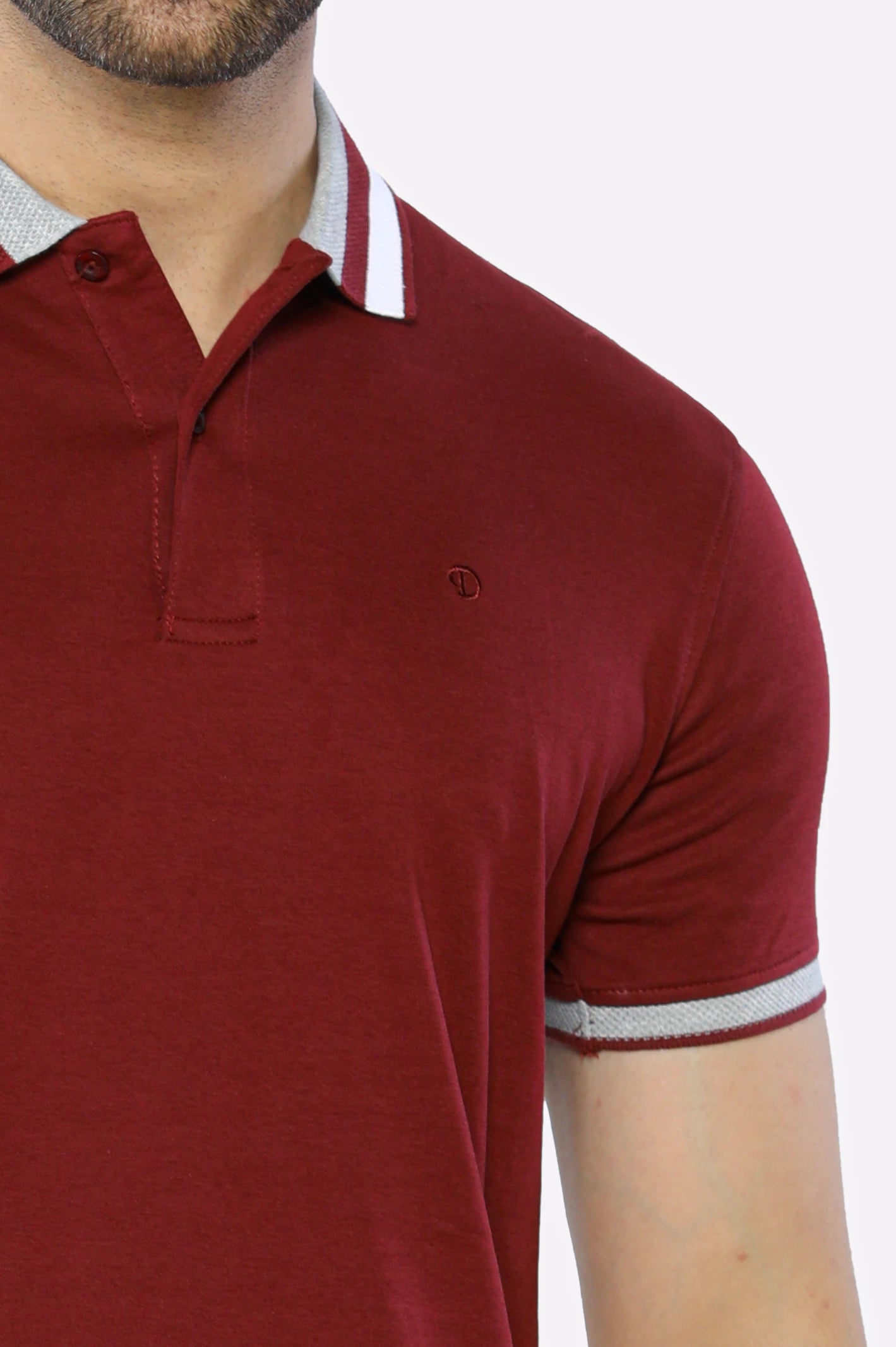 Maroon Jacquard Collar Polo