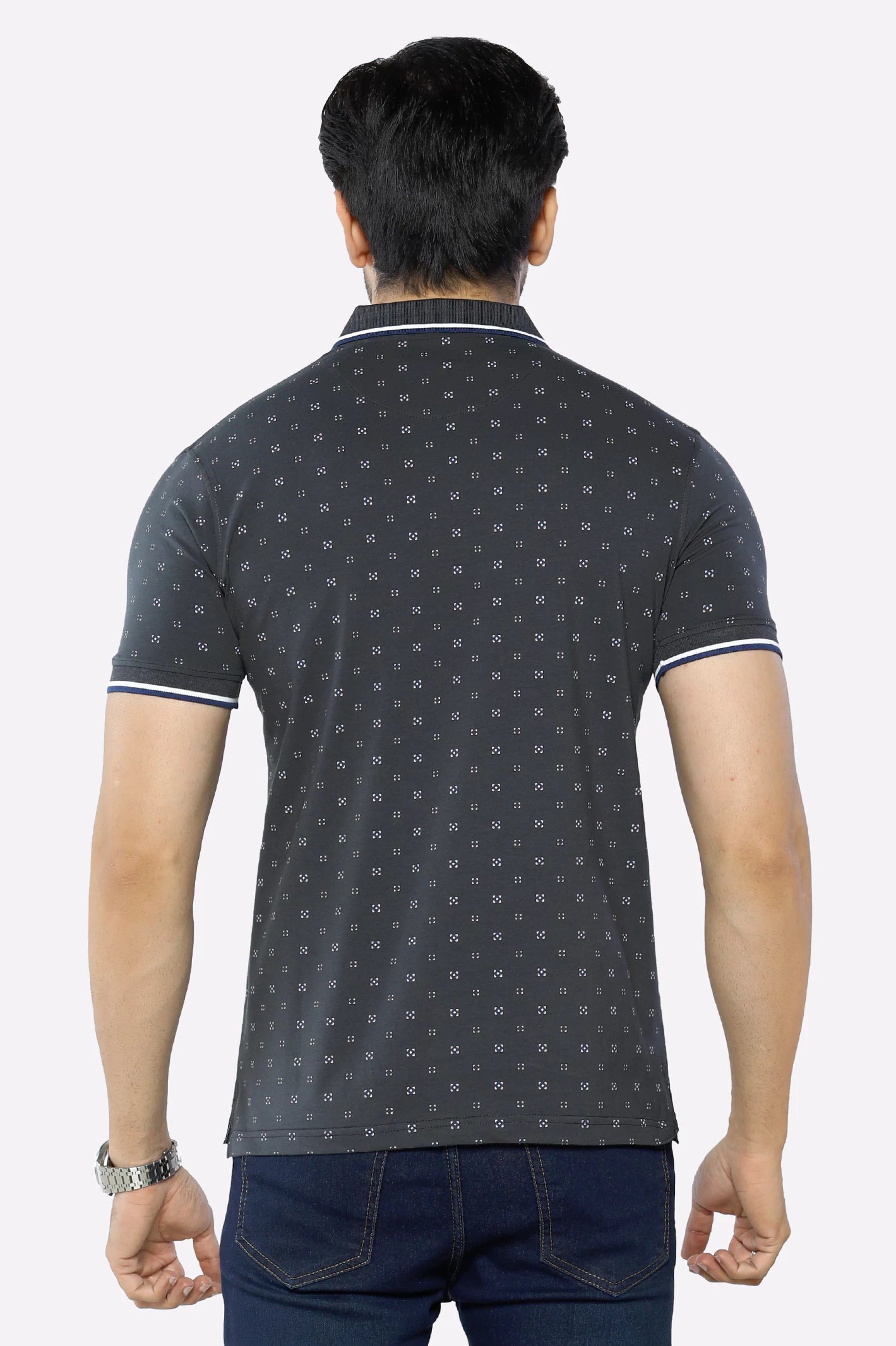 Charcoal Printed Polo