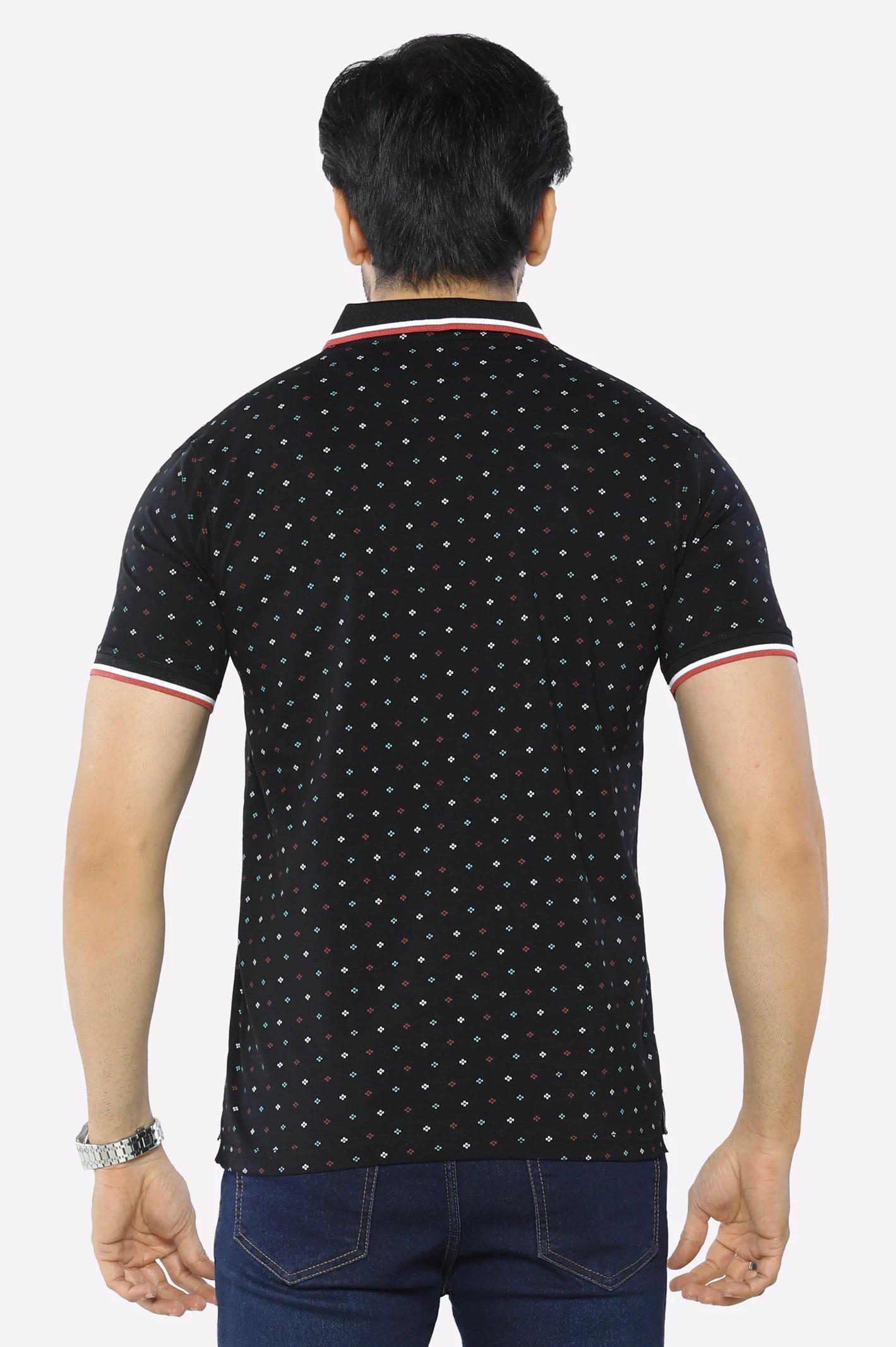 Black Printed Polo