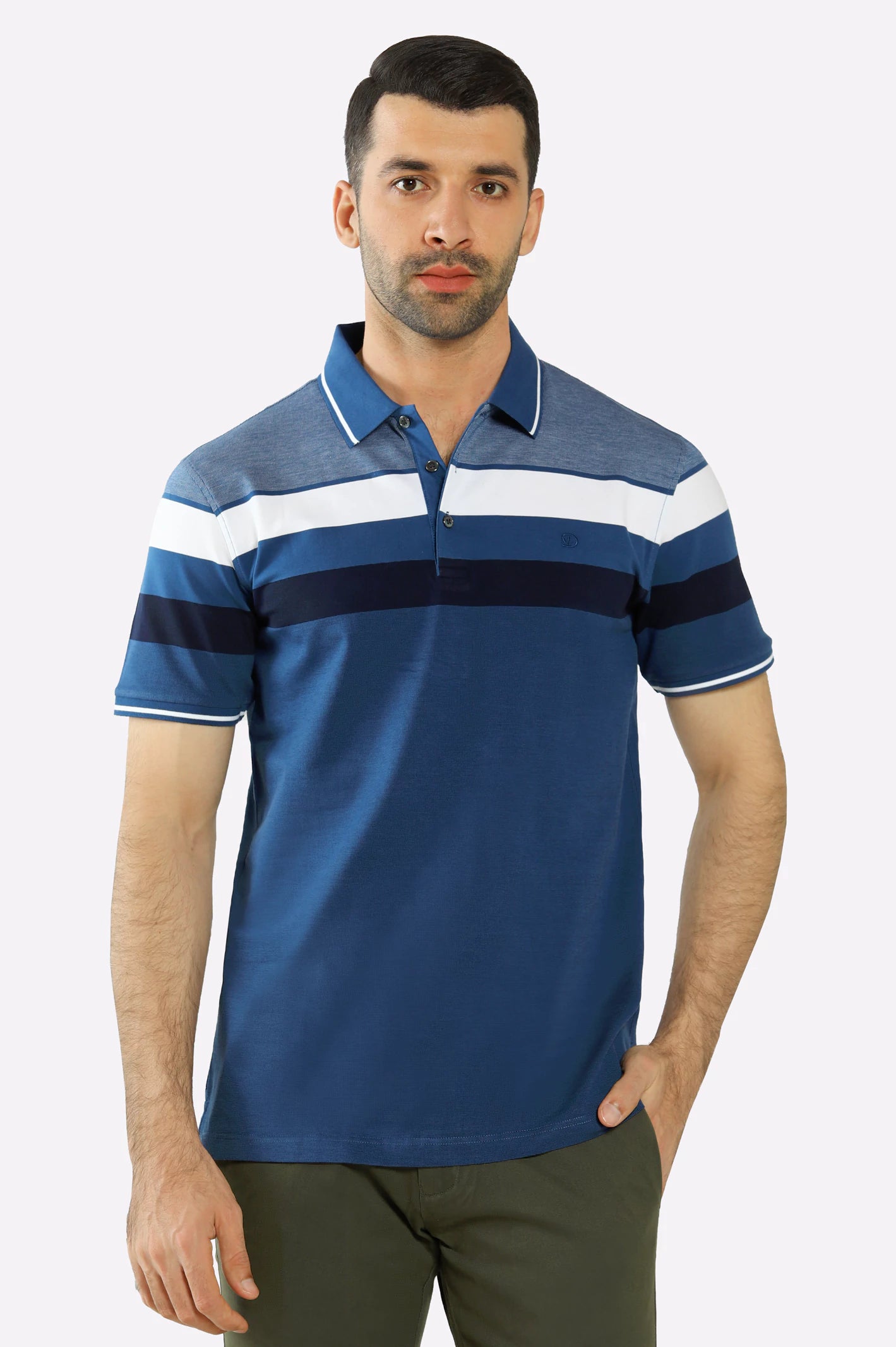 Blue Yarn Dyed Polo