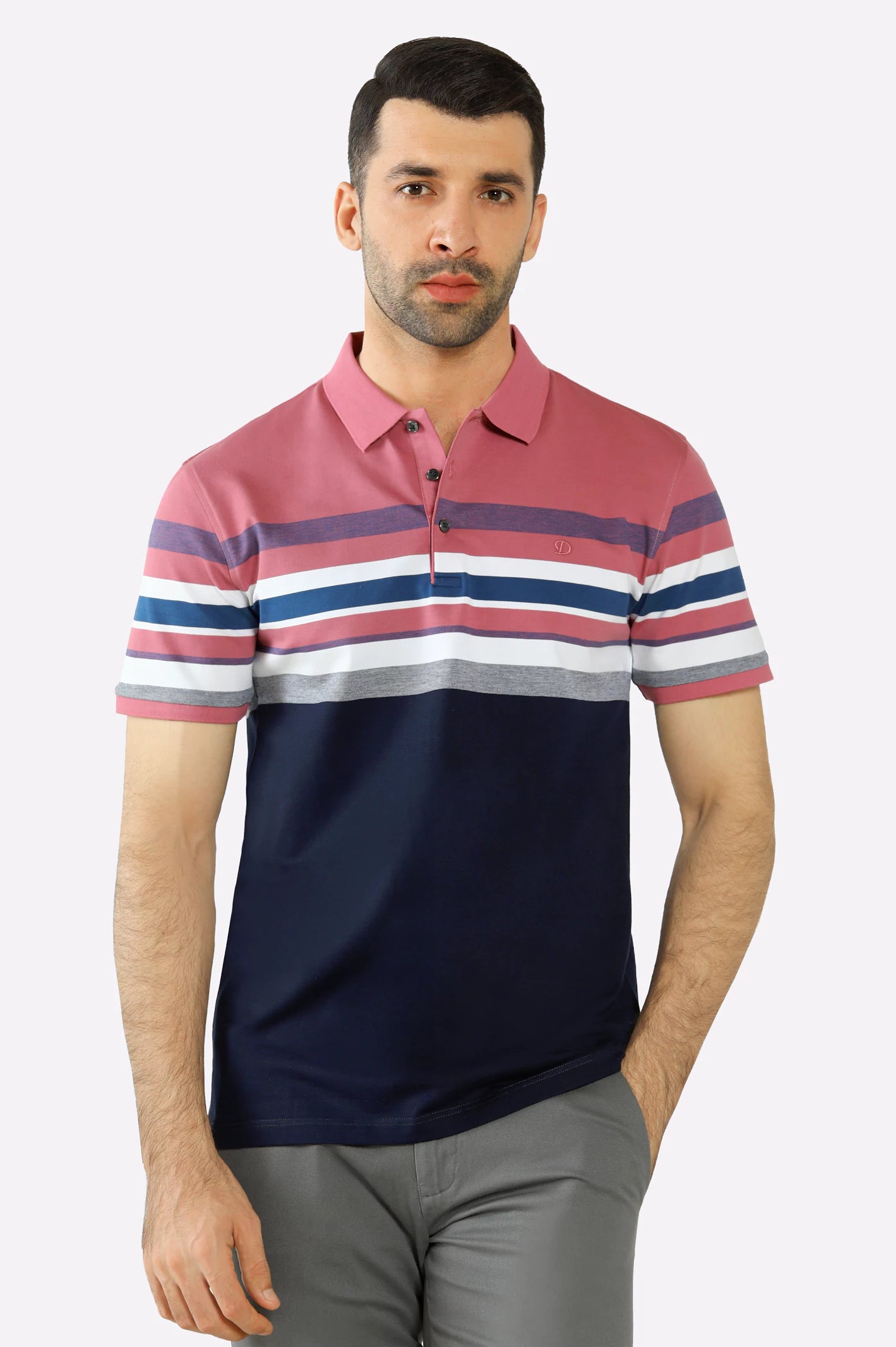 Pink Yarn Dyed Polo