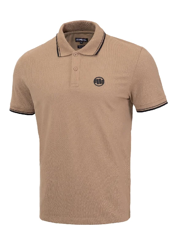 PIQUE STRIPES REGULAR Coyote Brown Polo T-shirt