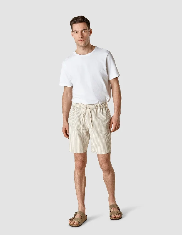 Tech Linen Elastic Shorts Sandshell Stripe