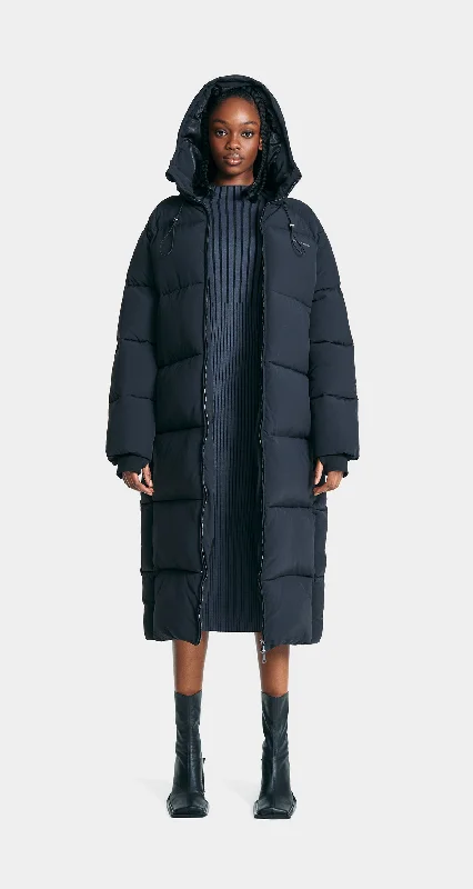 Black Relaxed Long Puffer