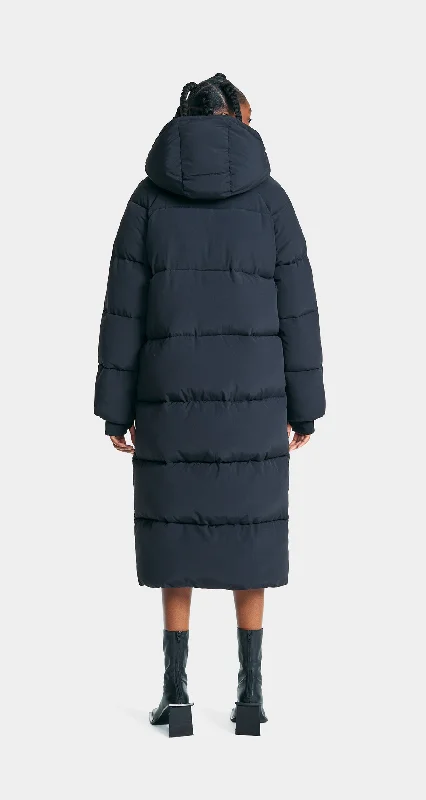 Black Relaxed Long Puffer