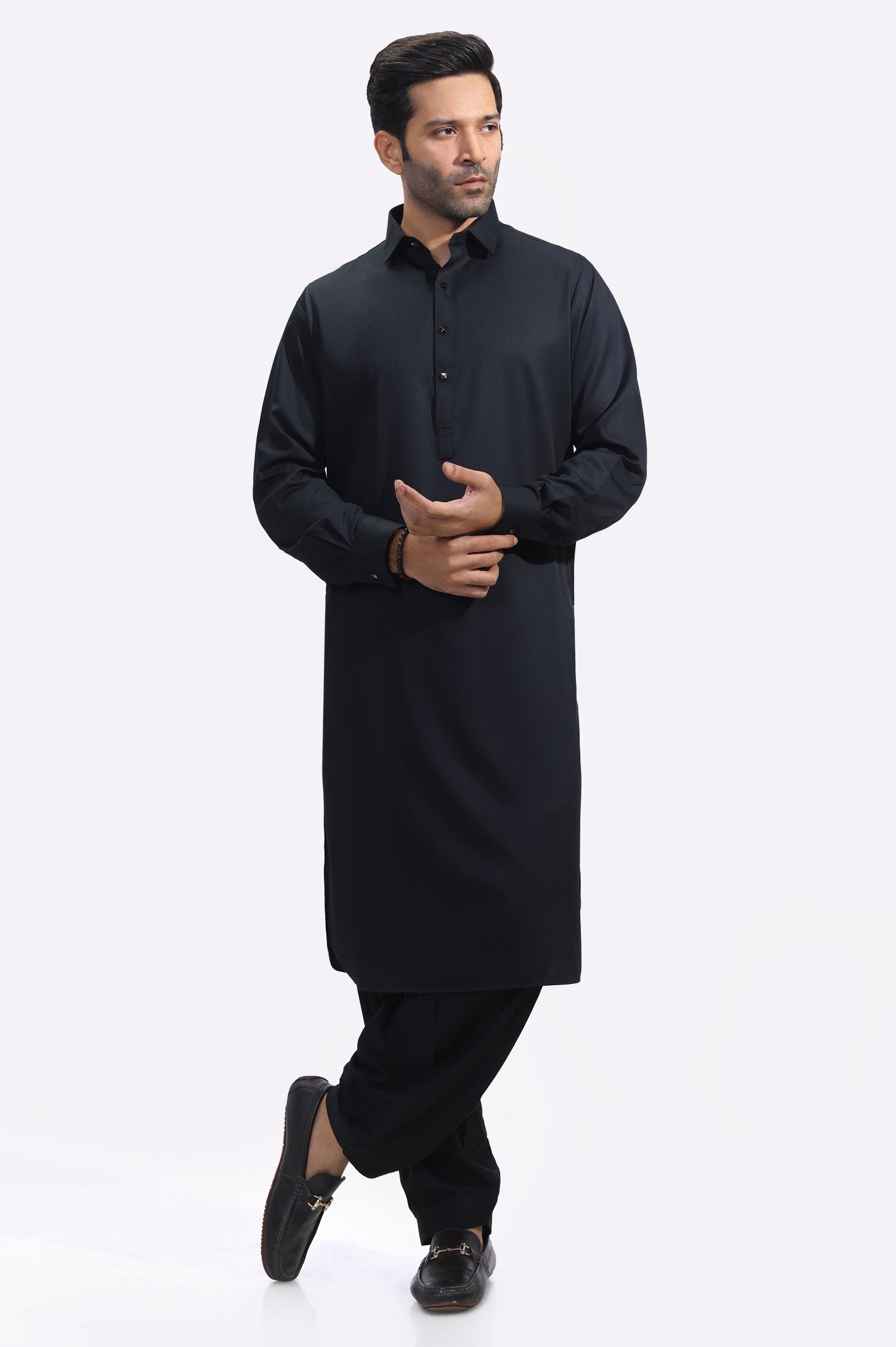 Black Rayon Blend Shalwar Kameez