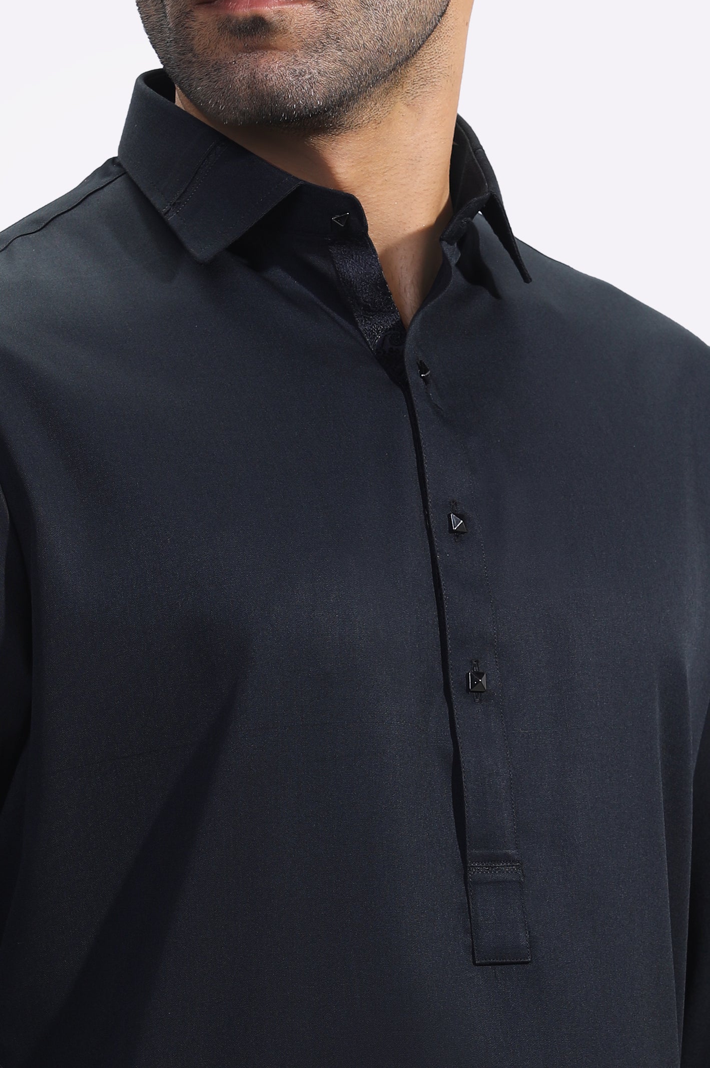 Black Rayon Blend Shalwar Kameez