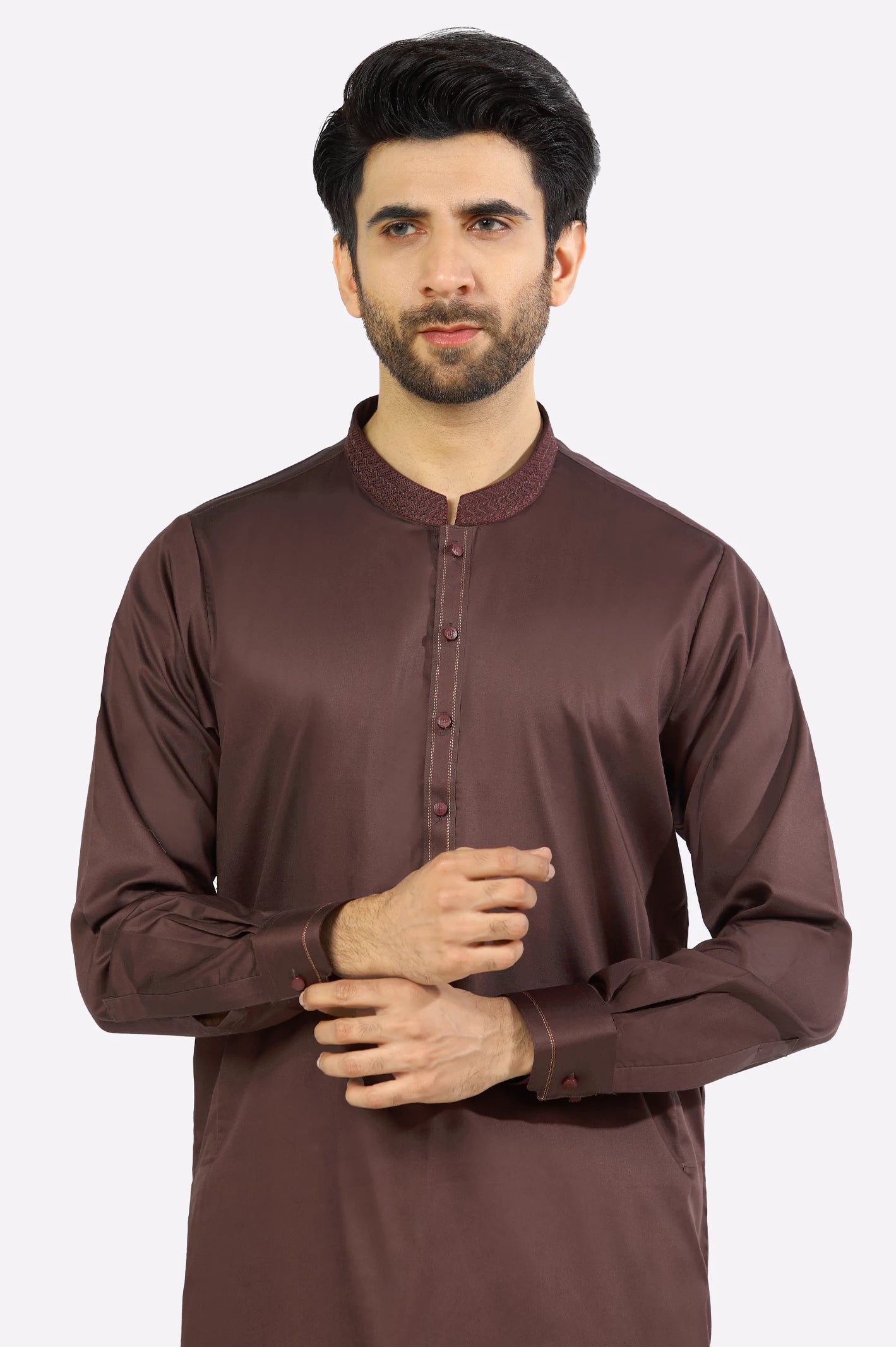 Dark Brown Cotton Shalwar Kameez