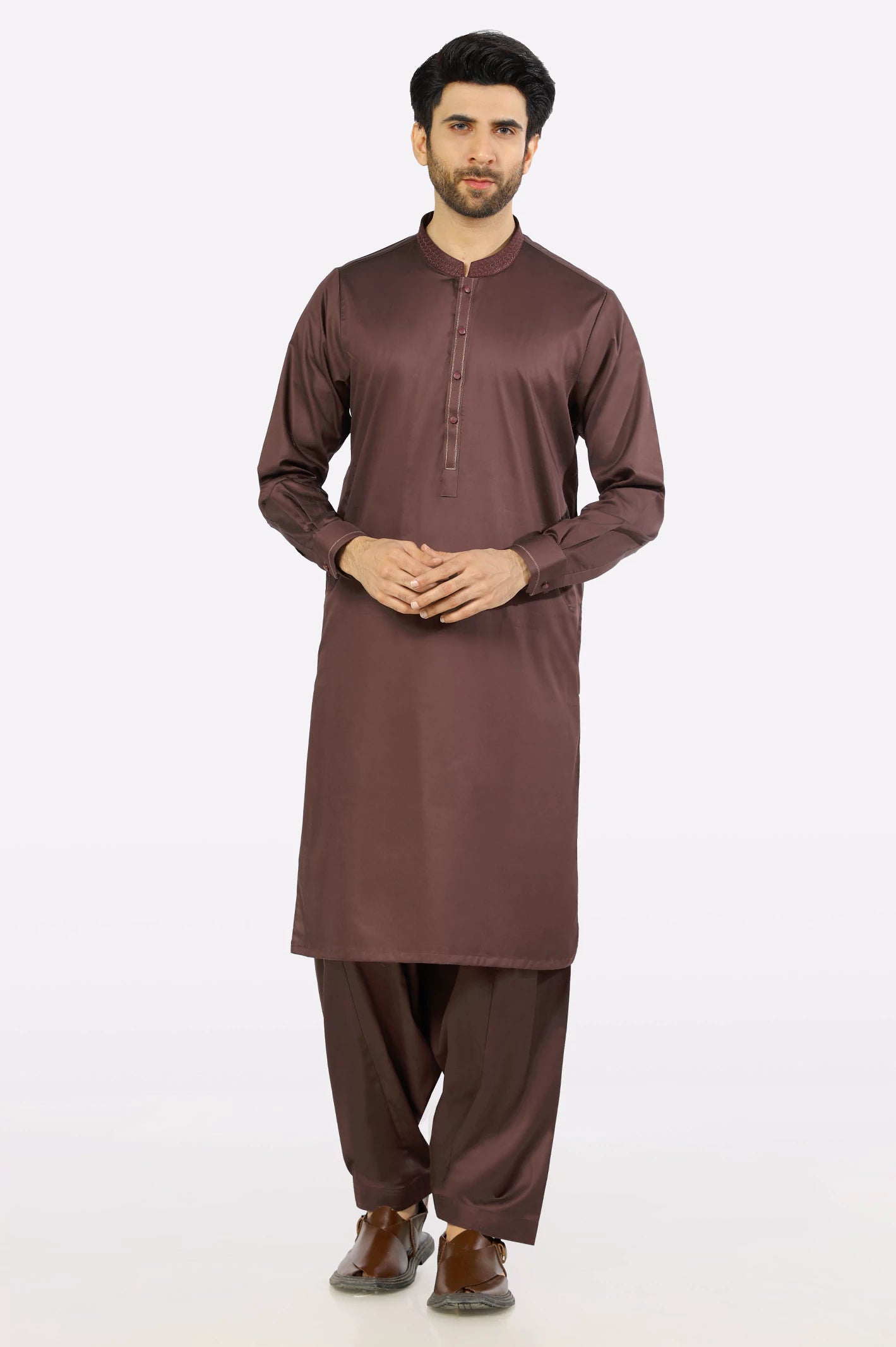 Dark Brown Cotton Shalwar Kameez