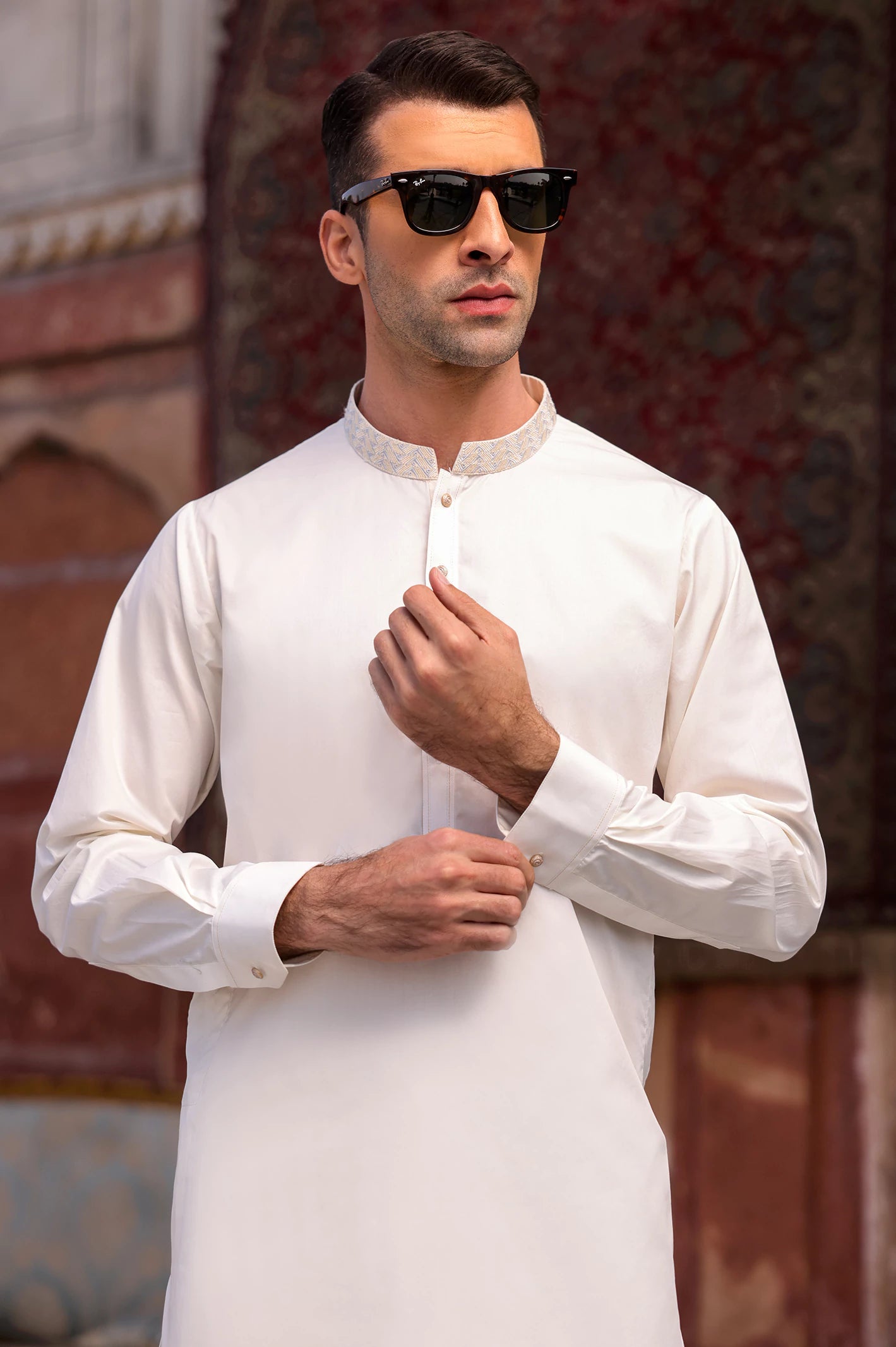 Cream Cotton Shalwar Kameez