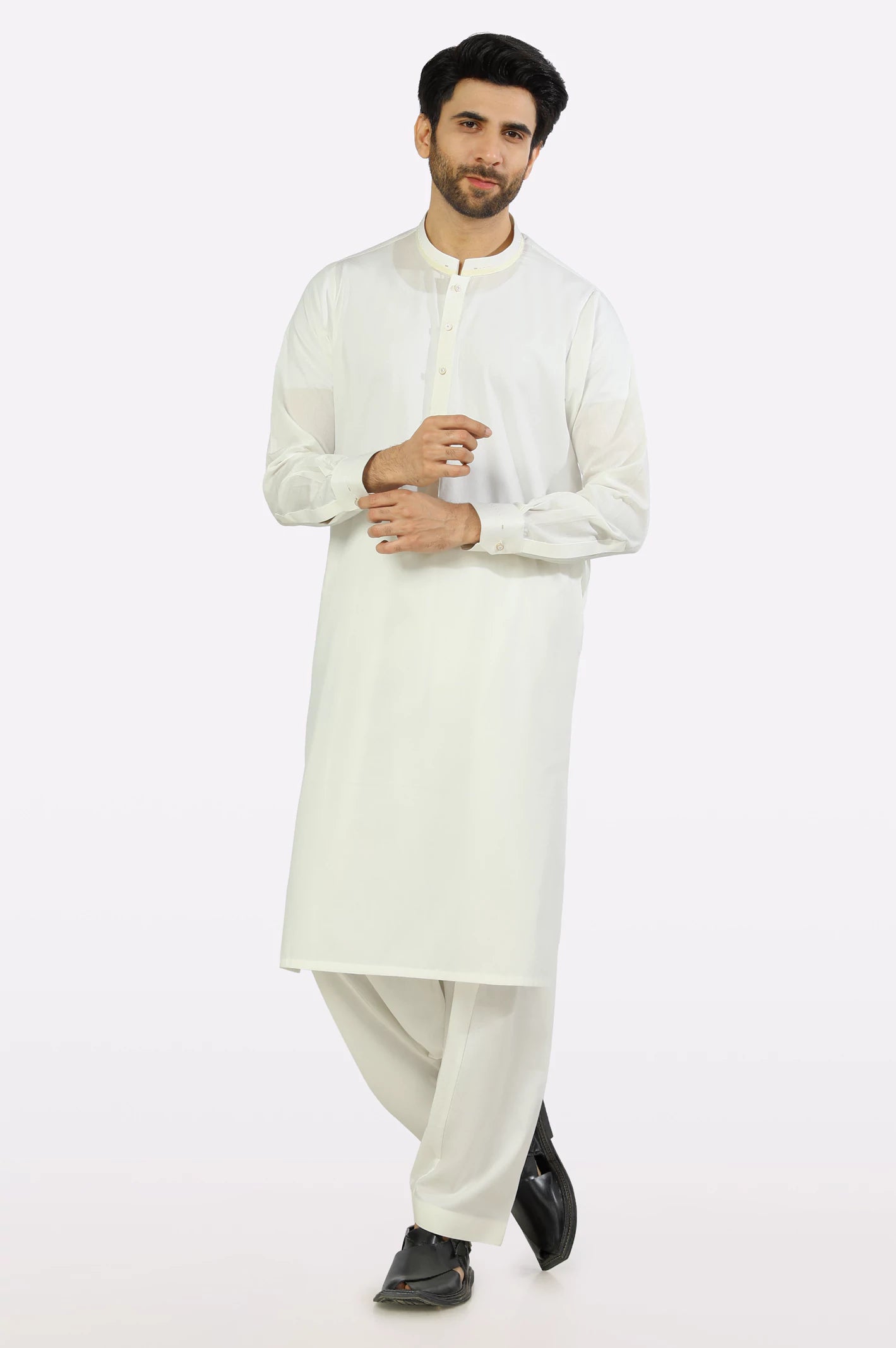 Off White Wash & Wear Shalwar Kameez