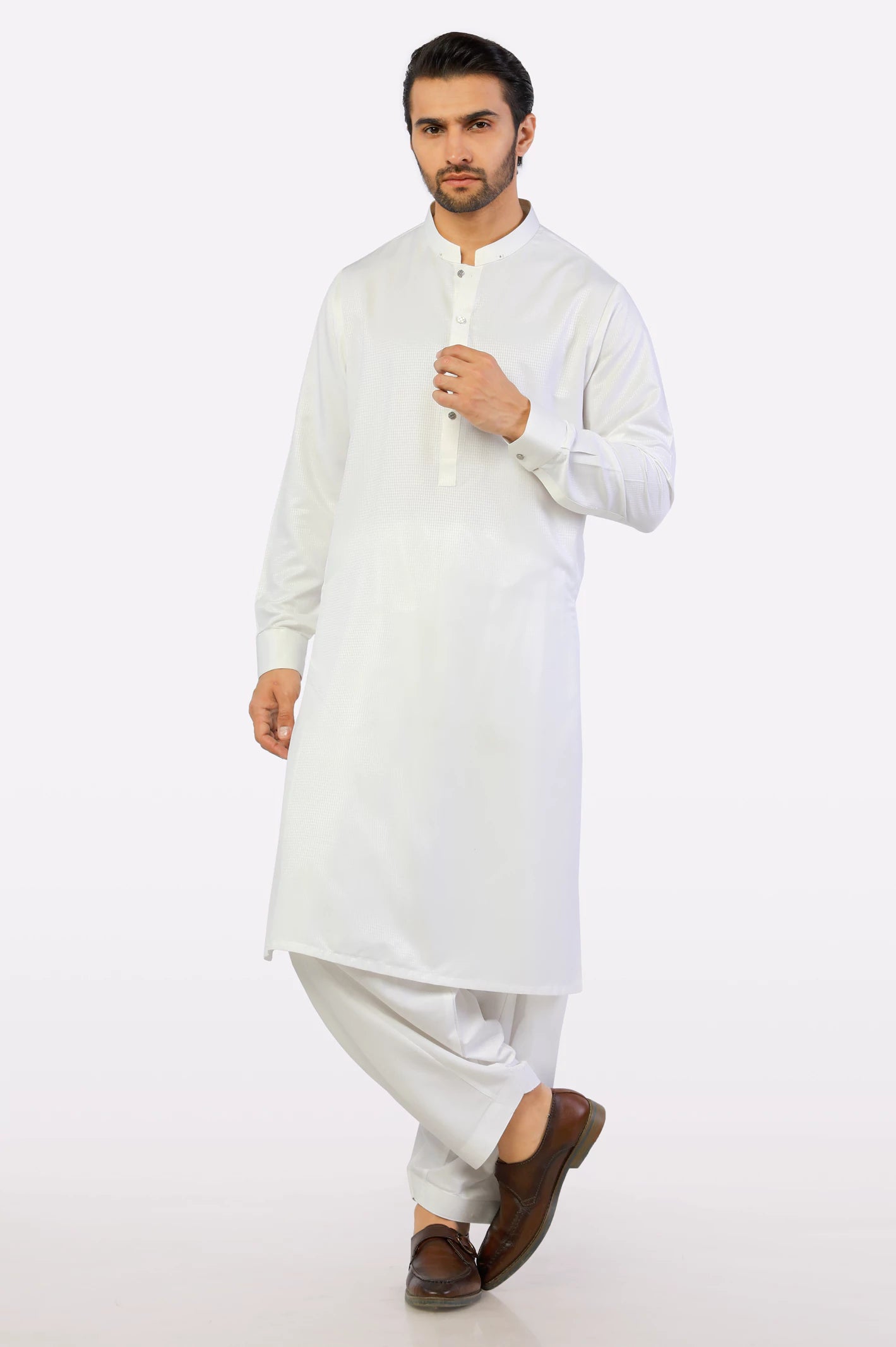 Off White Wash & Wear Shalwar Kameez