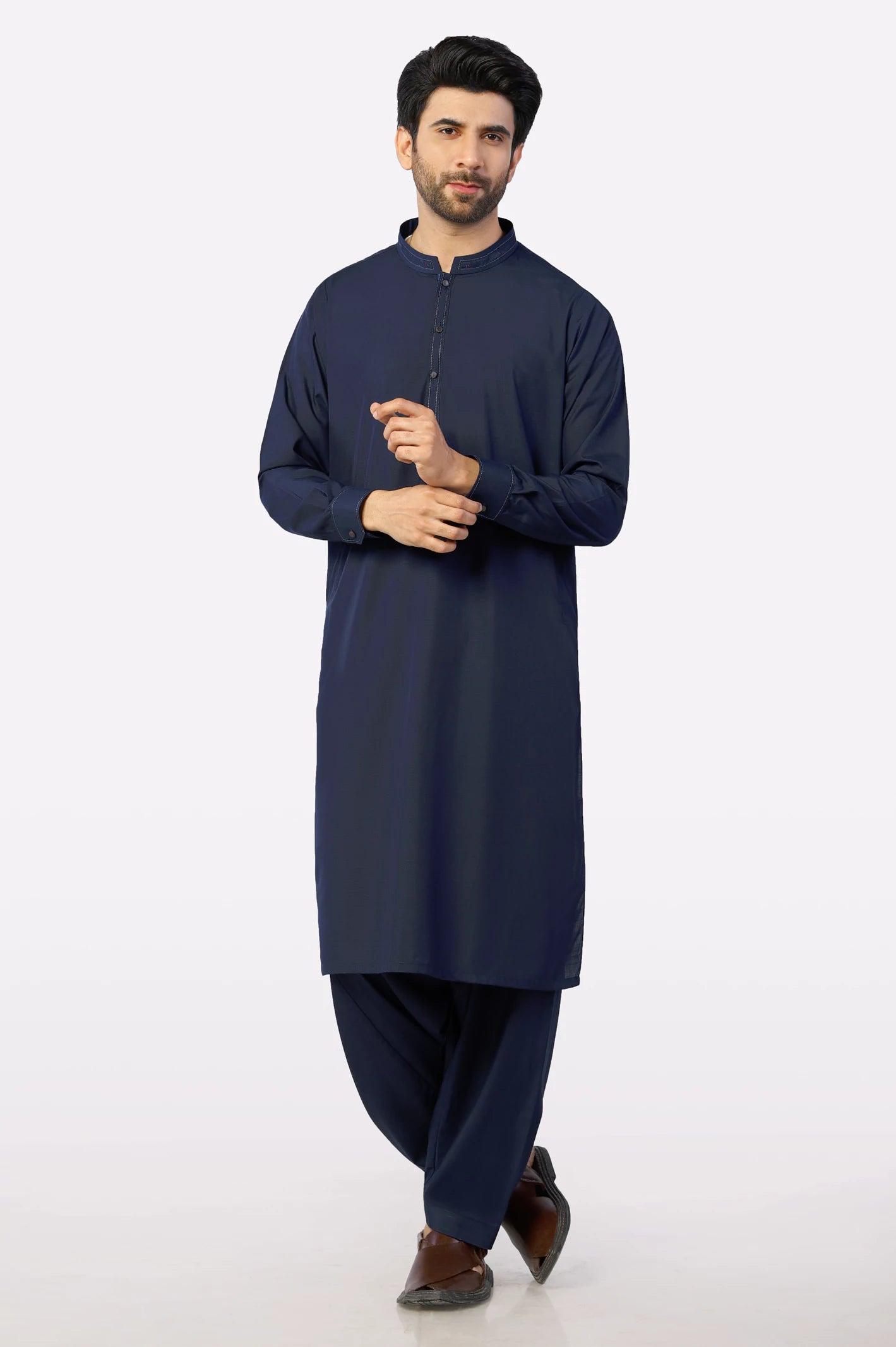 Navy Blue Wash & Wear Shalwar Kameez