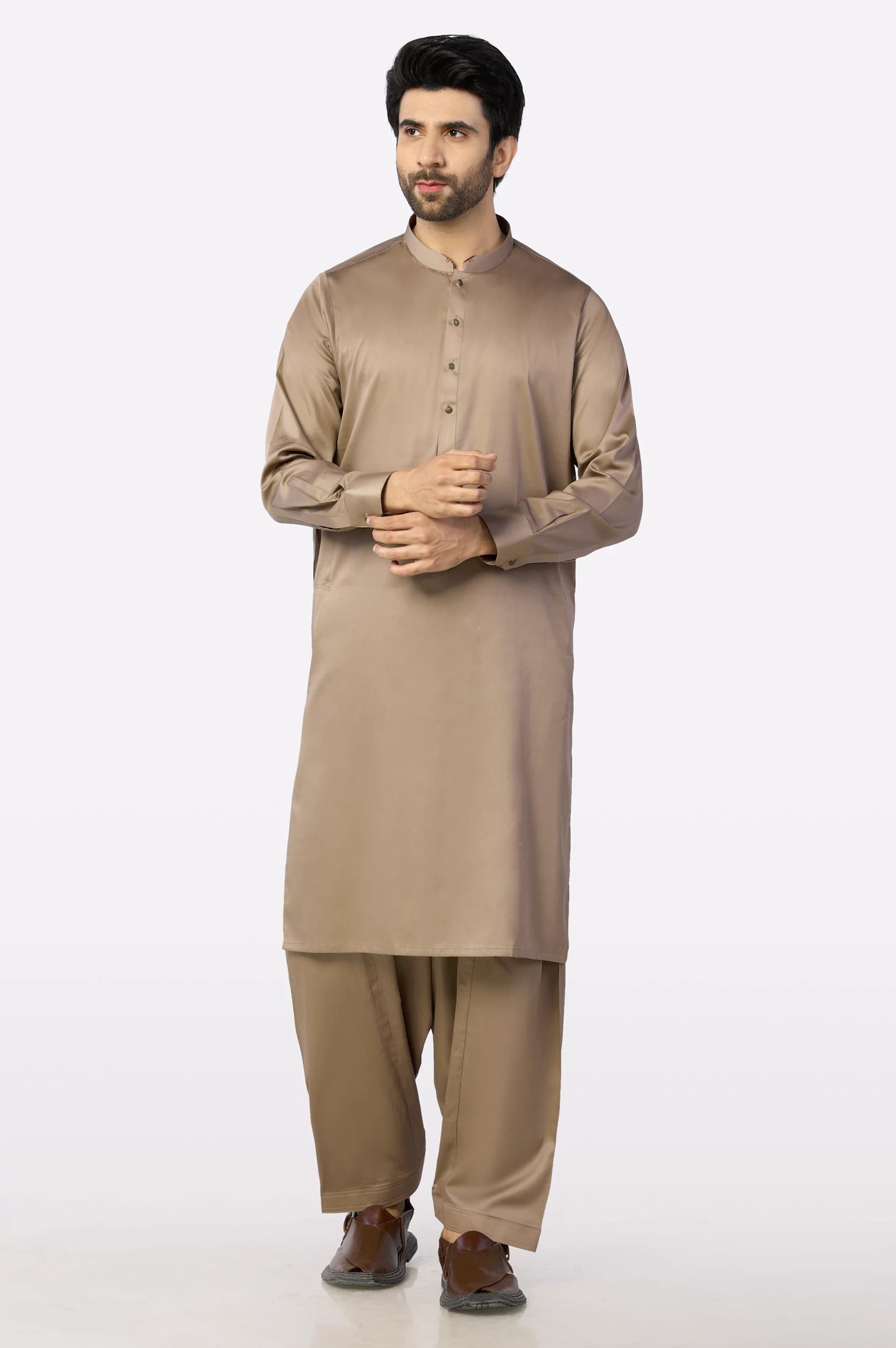 Light Brown Cotton Shalwar Kameez