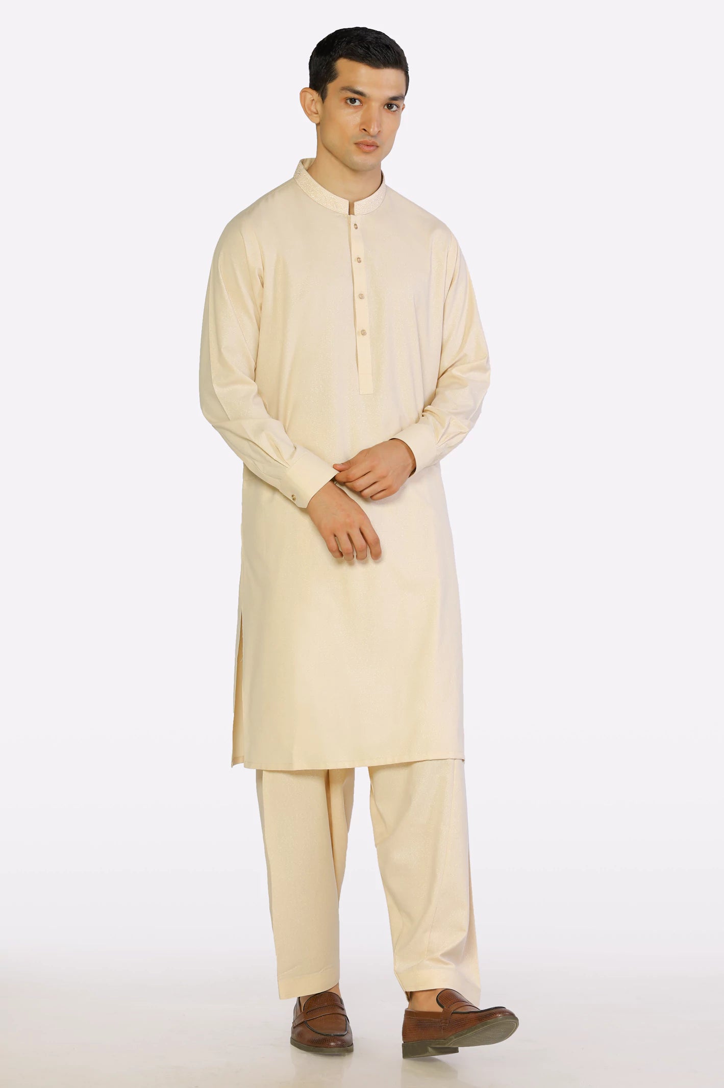 Fawn Wash & Wear Shalwar Kameez