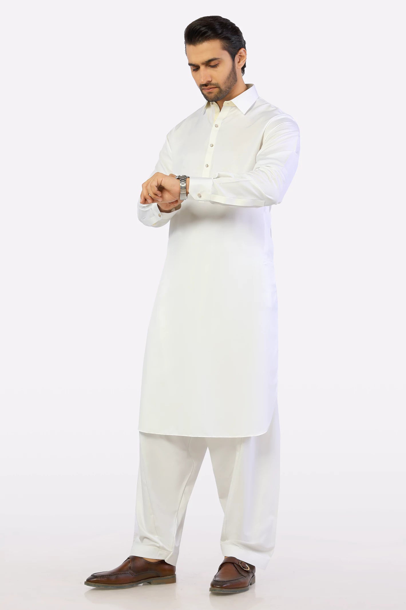 Off White Wash & Wear Shalwar Kameez