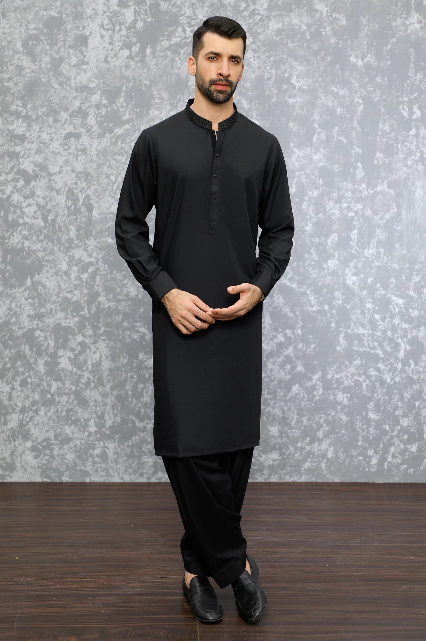 Black Wash & Wear Shalwar Kameez