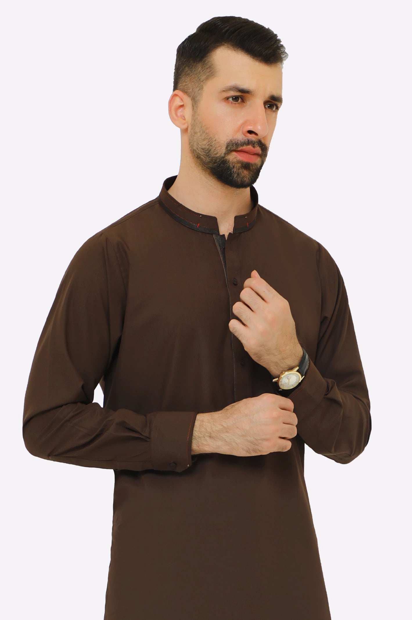 Dark Brown Wash & Wear Shalwar Kameez