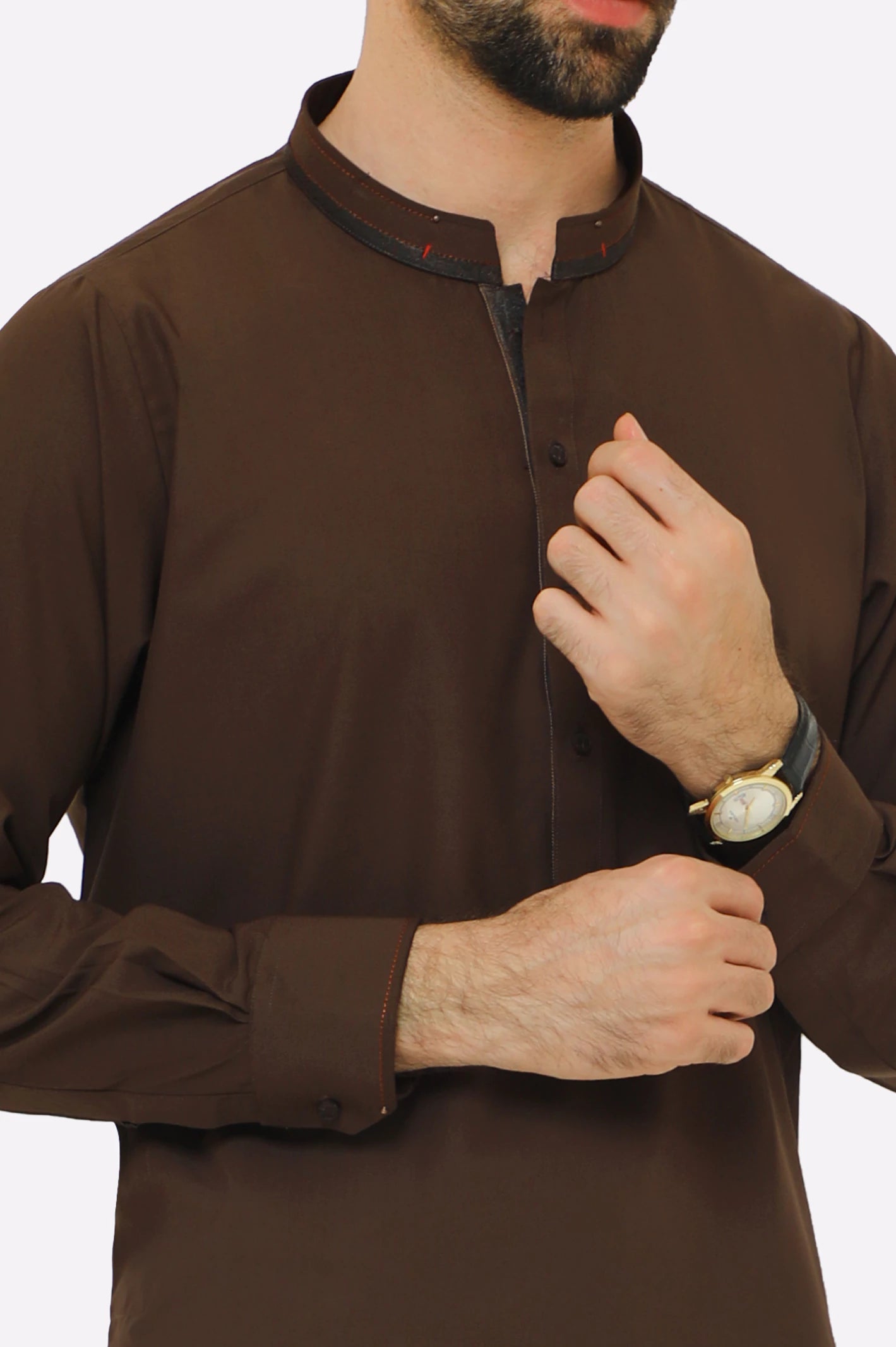 Dark Brown Wash & Wear Shalwar Kameez