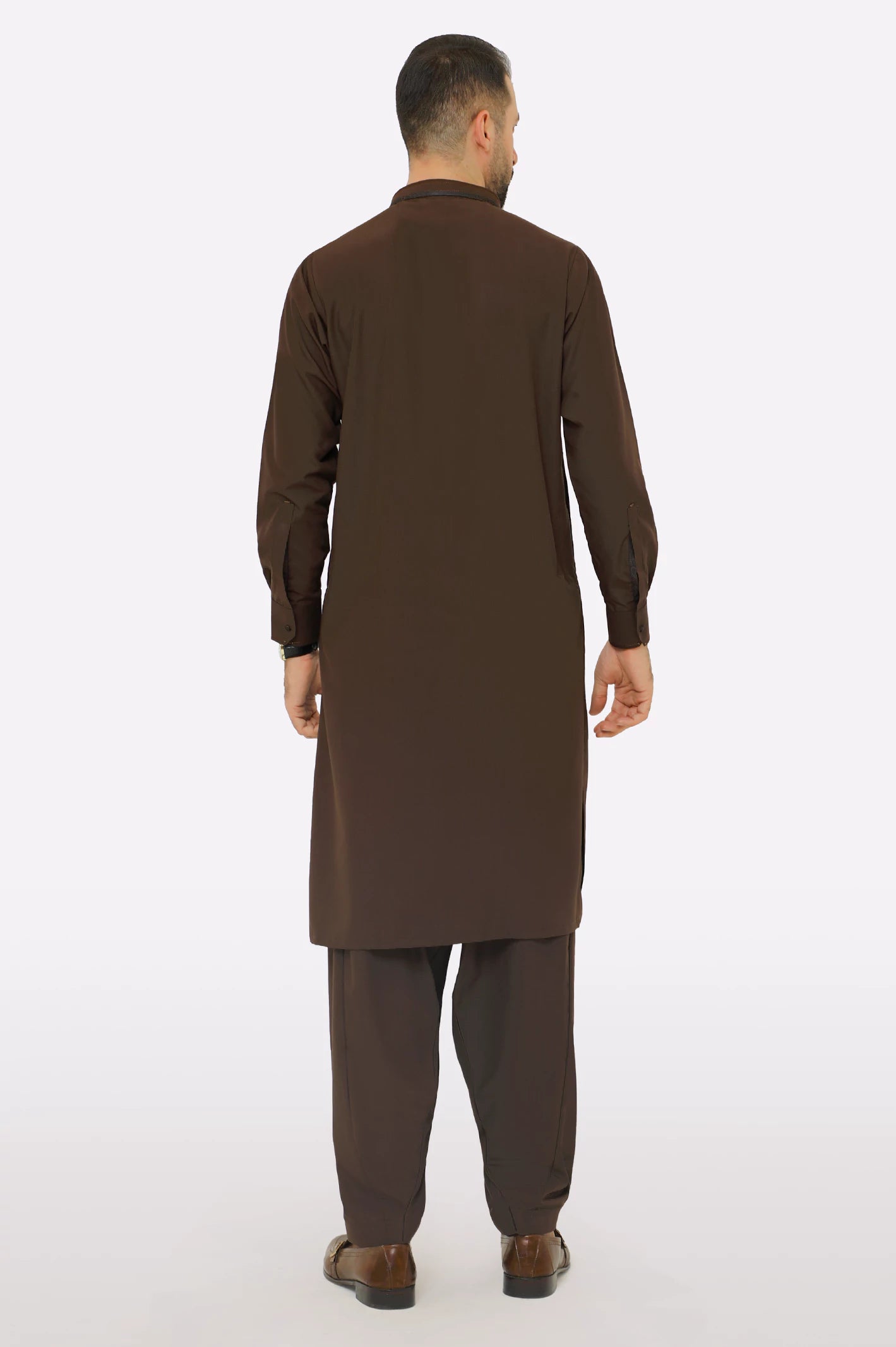 Dark Brown Wash & Wear Shalwar Kameez