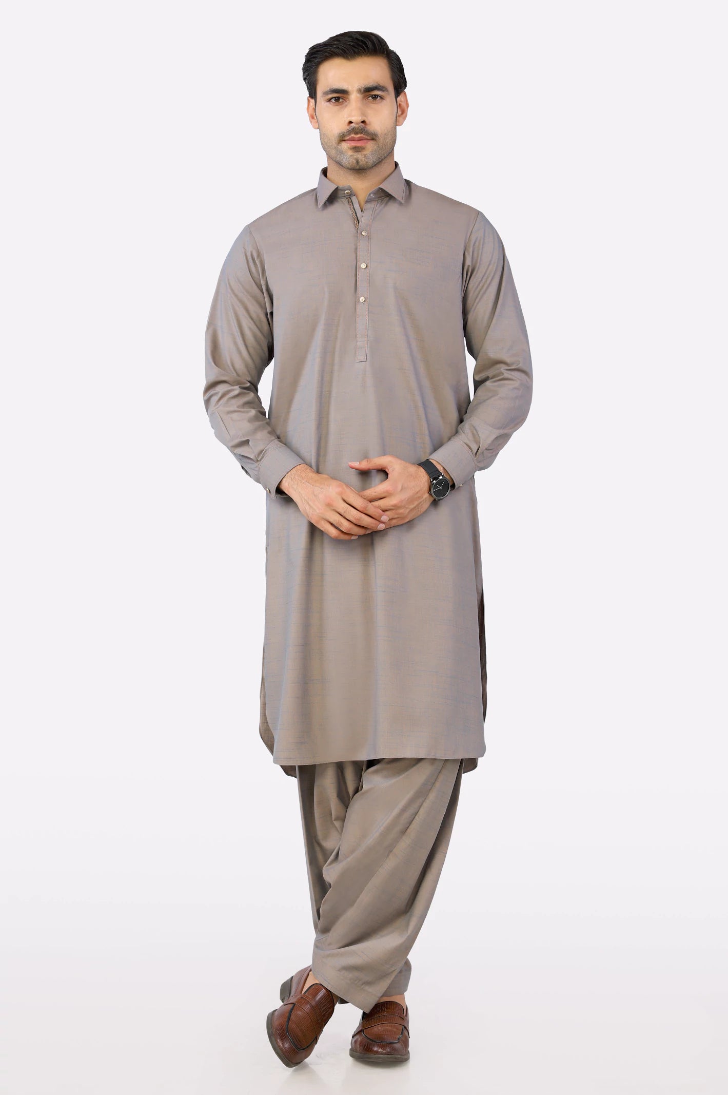 Brown Wash & Wear Shalwar Kameez