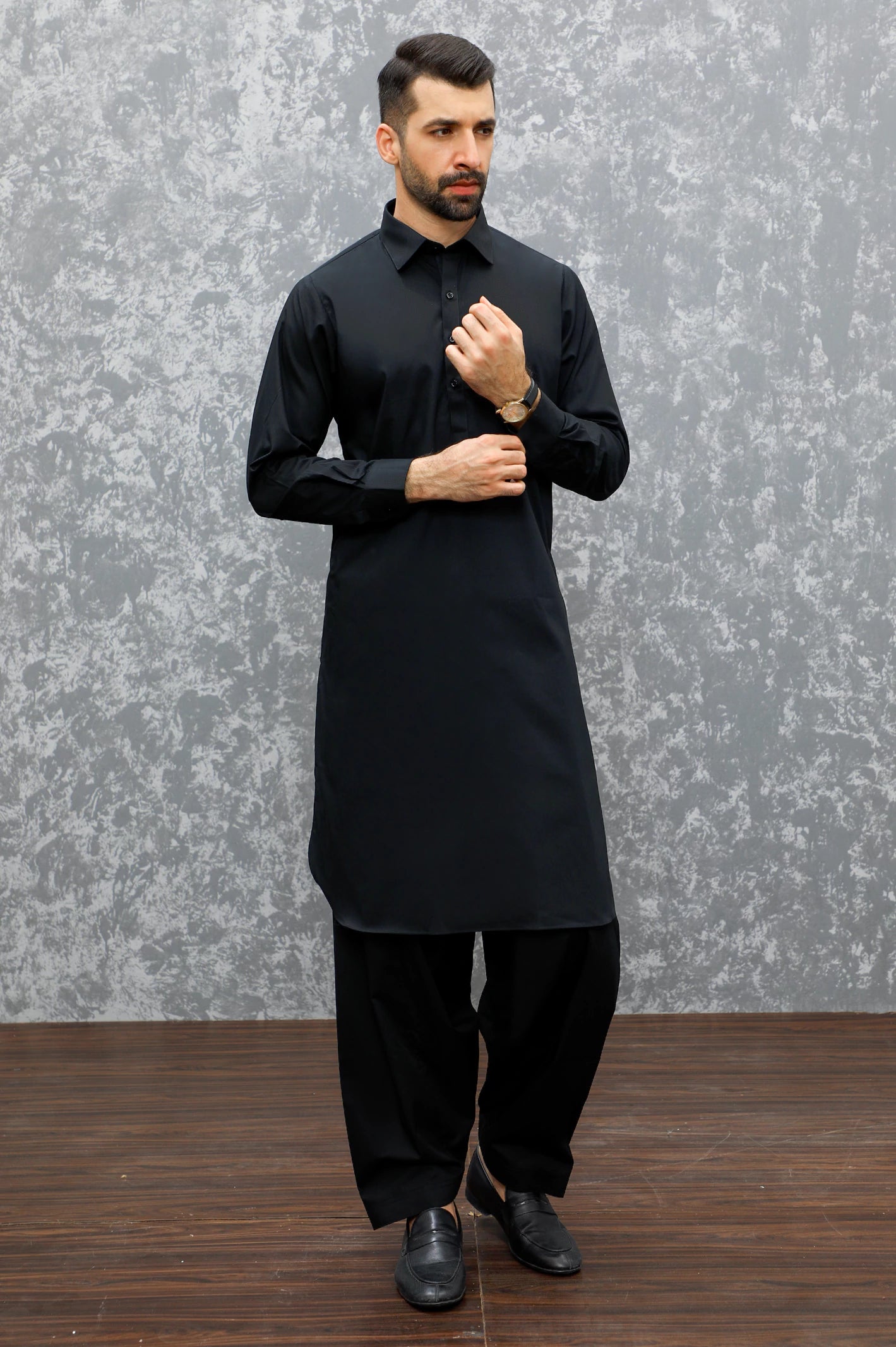 Black Cotton Shalwar Kameez