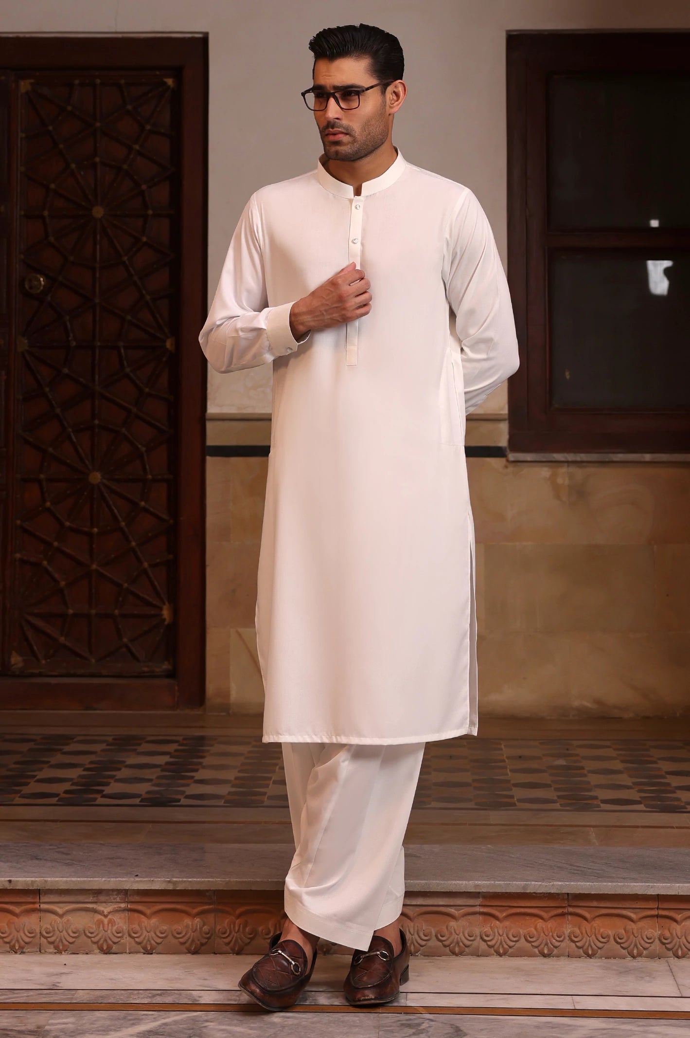 Off White Wash & Wear Shalwar Kameez