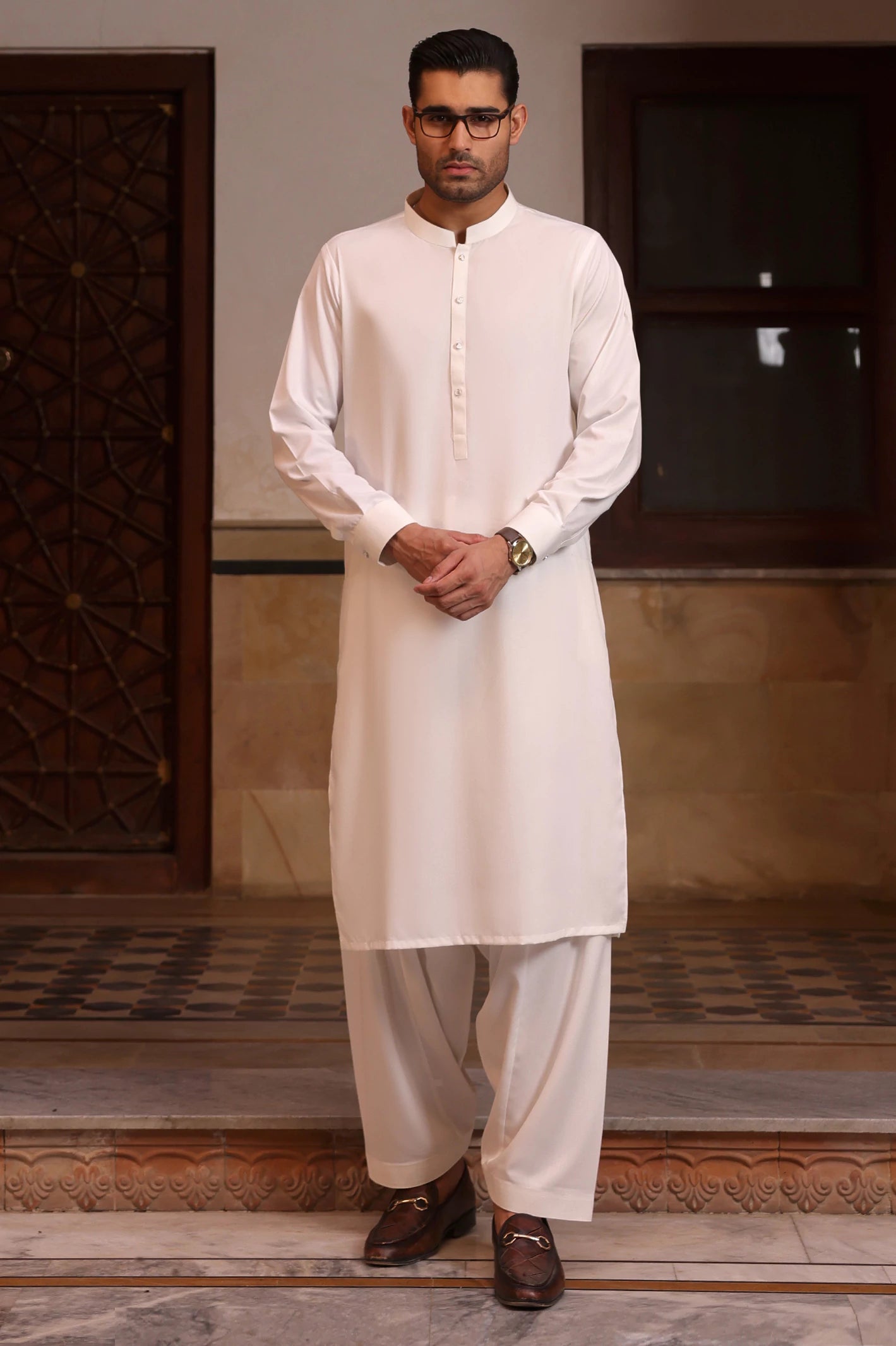 Off White Wash & Wear Shalwar Kameez