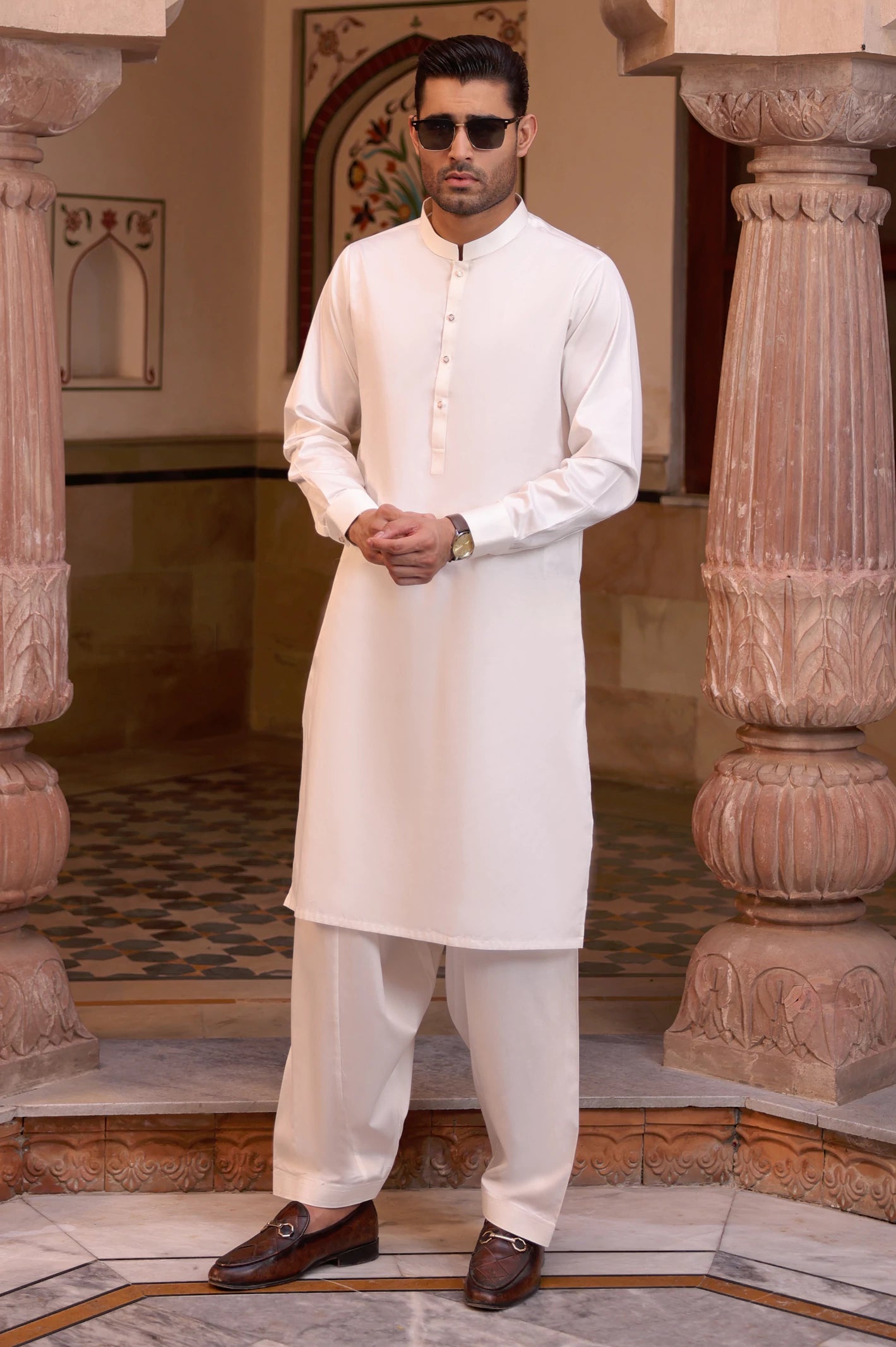 Off White Cotton Shalwar Kameez