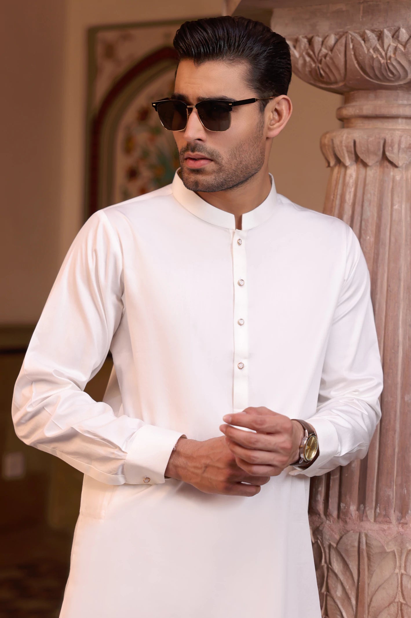 Off White Cotton Shalwar Kameez