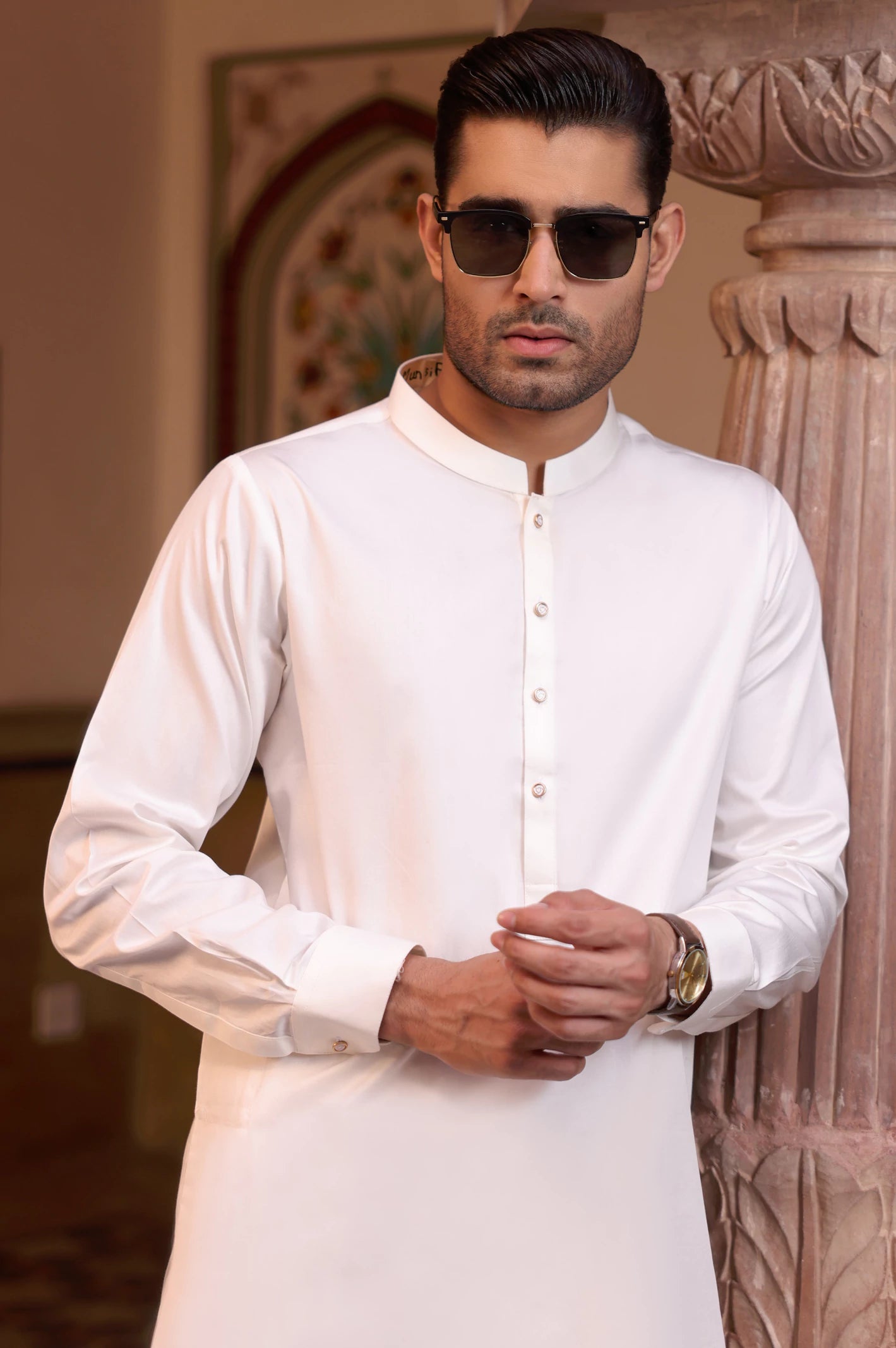 Off White Cotton Shalwar Kameez