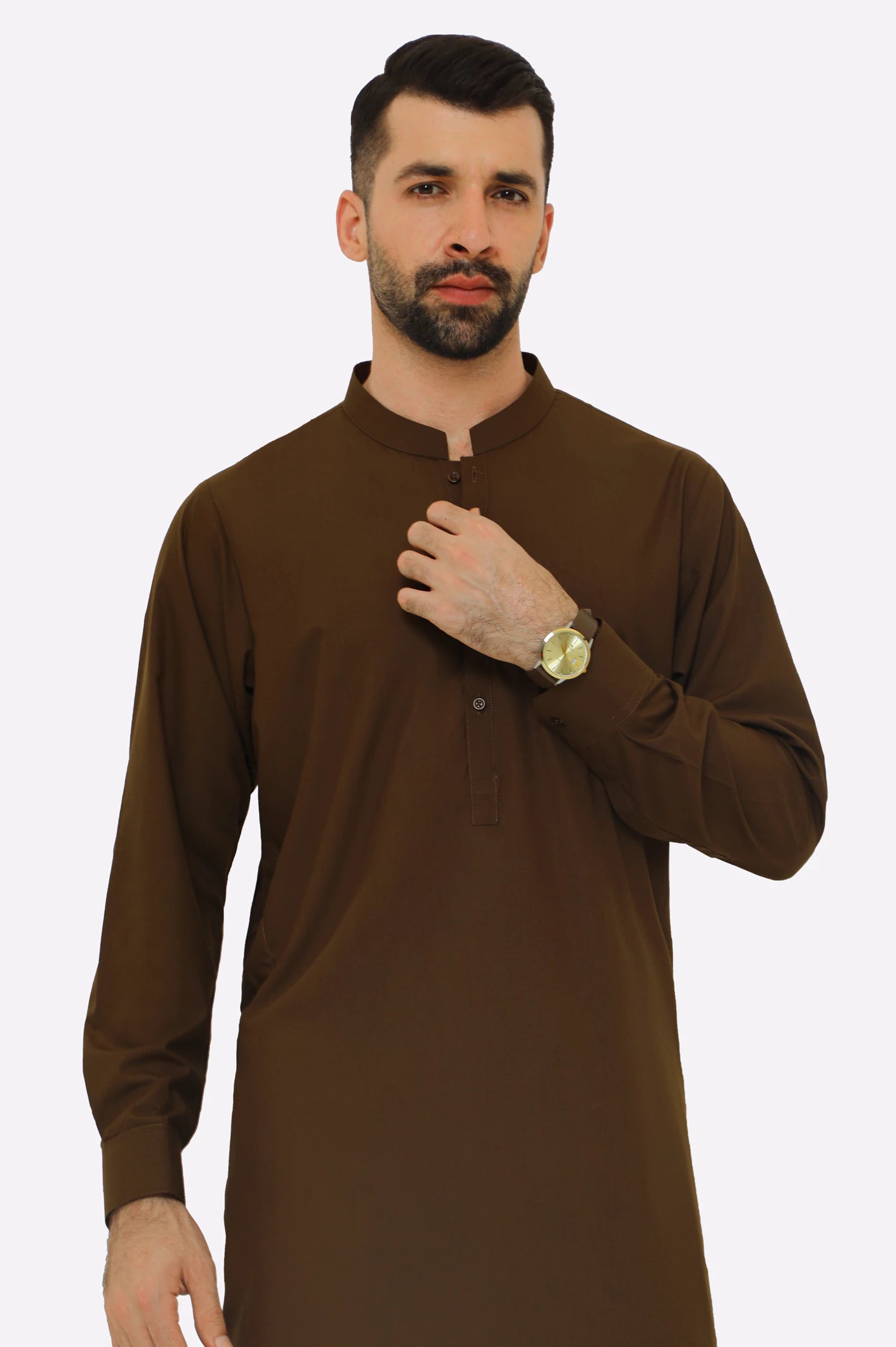 Dark Brown Wash & Wear Shalwar Kameez