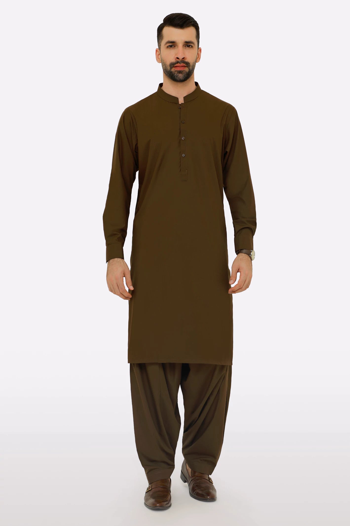 Dark Brown Wash & Wear Shalwar Kameez